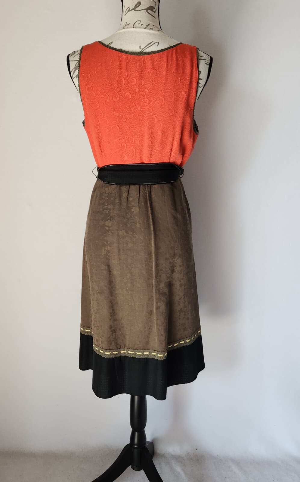 Moulinette Soeurs Anthropologie Silk Imprinted Colorblock Dress Tie-Waist Sz.6 - Thumbnail 6