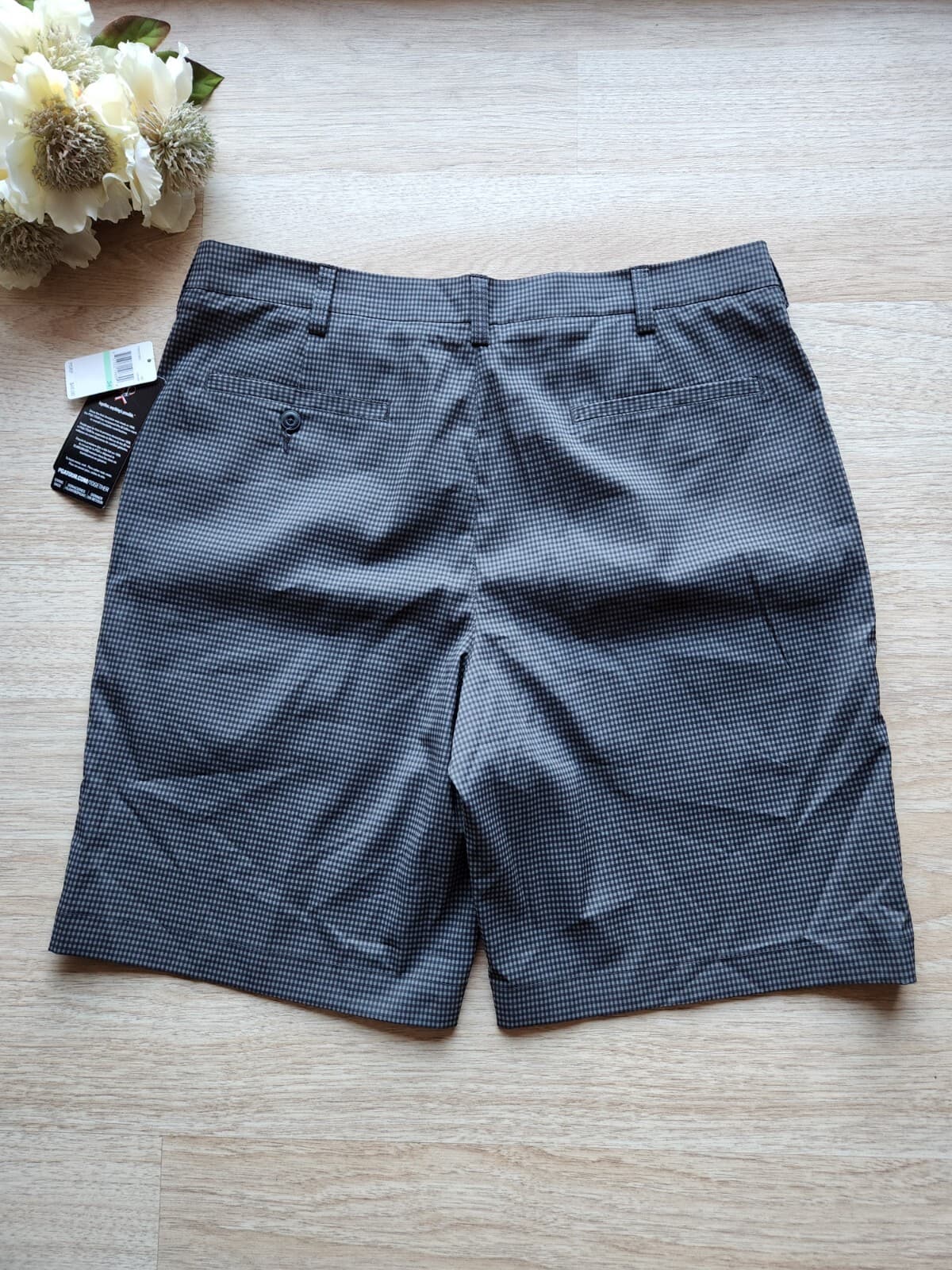 NWT PGA Tour Golf Shorts Zip Pocket Stretch Black-Grey Gingham Men Sz.34 $60 - Thumbnail 3