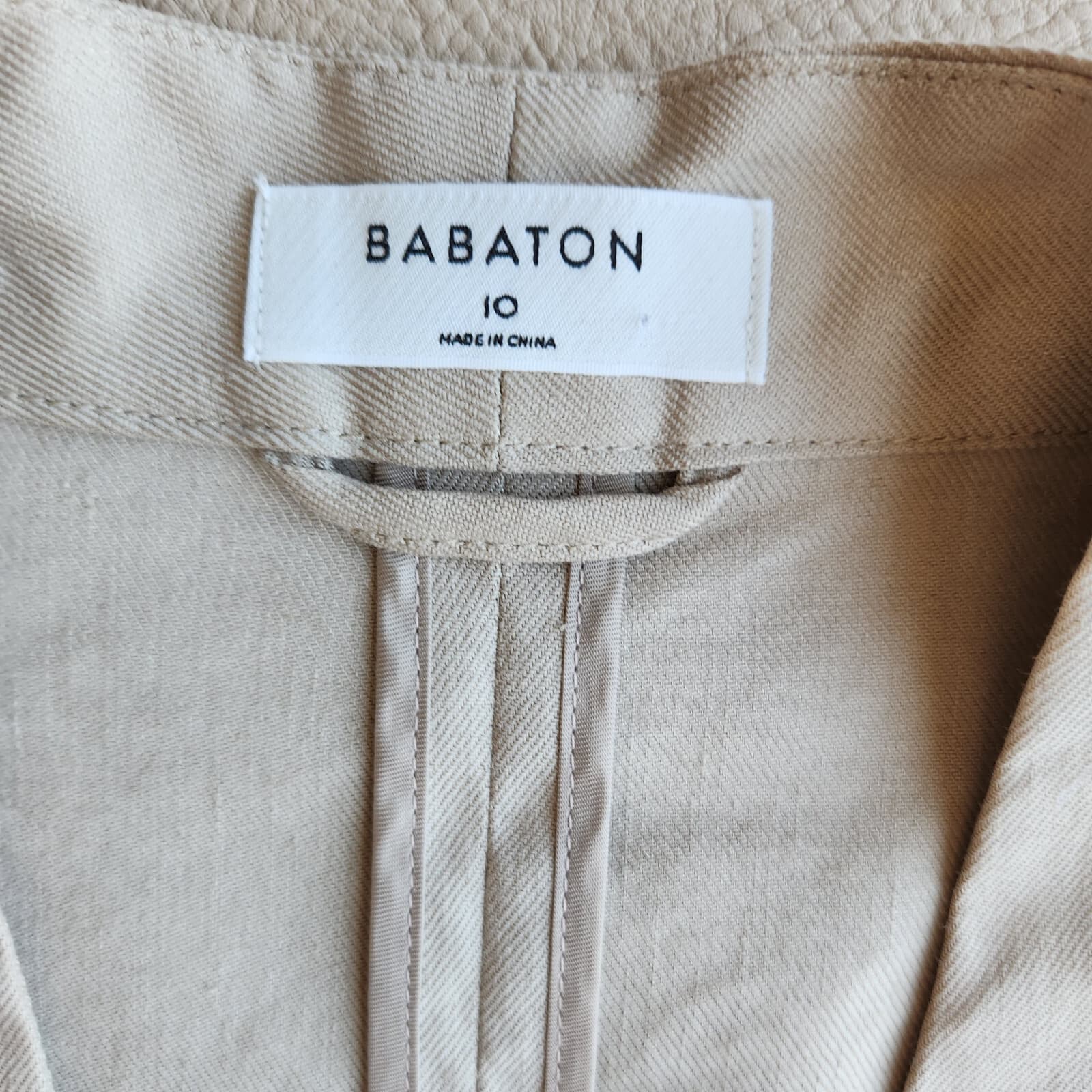 BABATON Aritzia Power Linen Blazer Jacket Open Front Ruched Sleeve Brown Sz.10 - Thumbnail 9