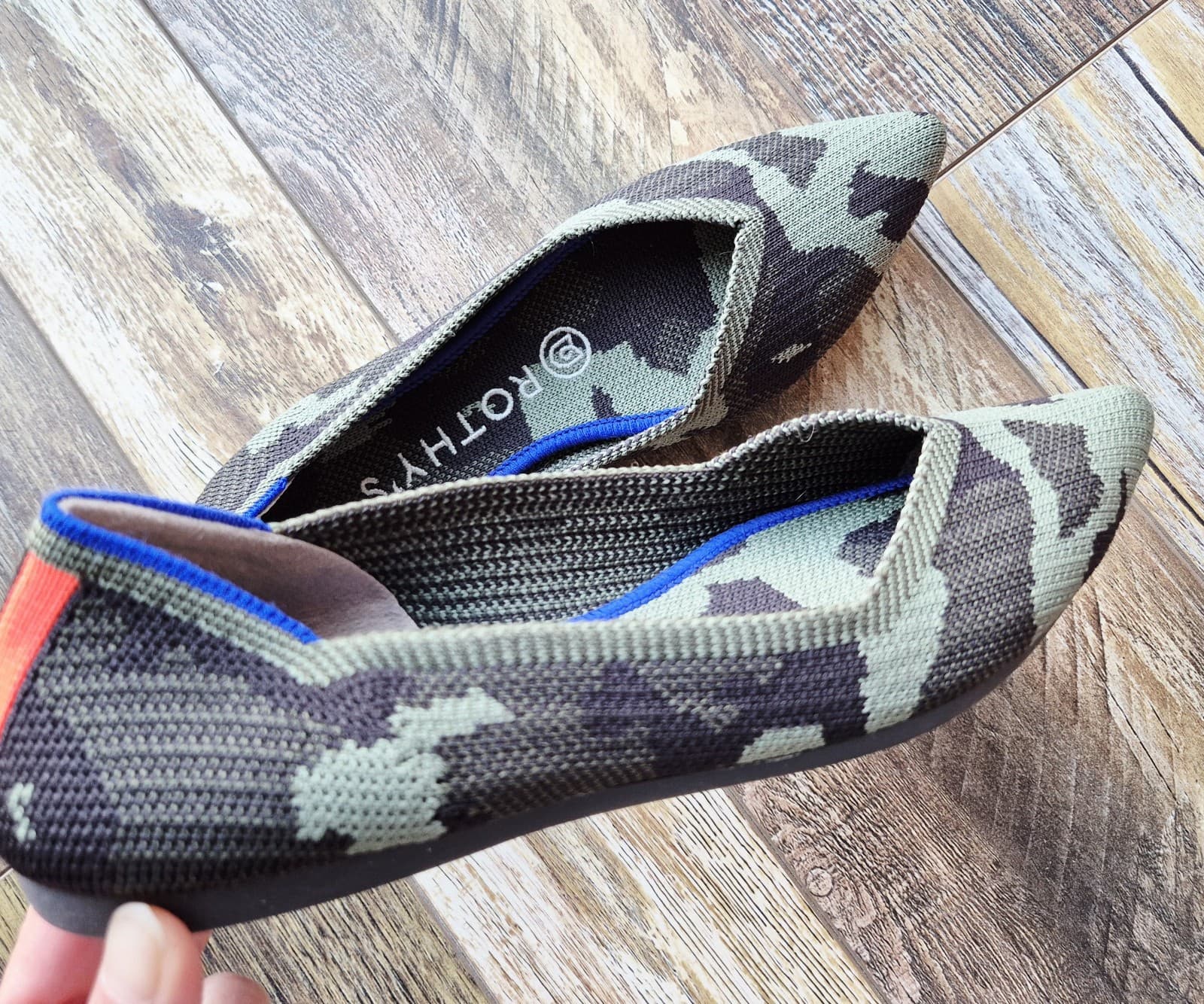 NWoB Rothy's The Point Ballet Flats Comfort Slip Green Black Camouflage Womens 6 - Thumbnail 5