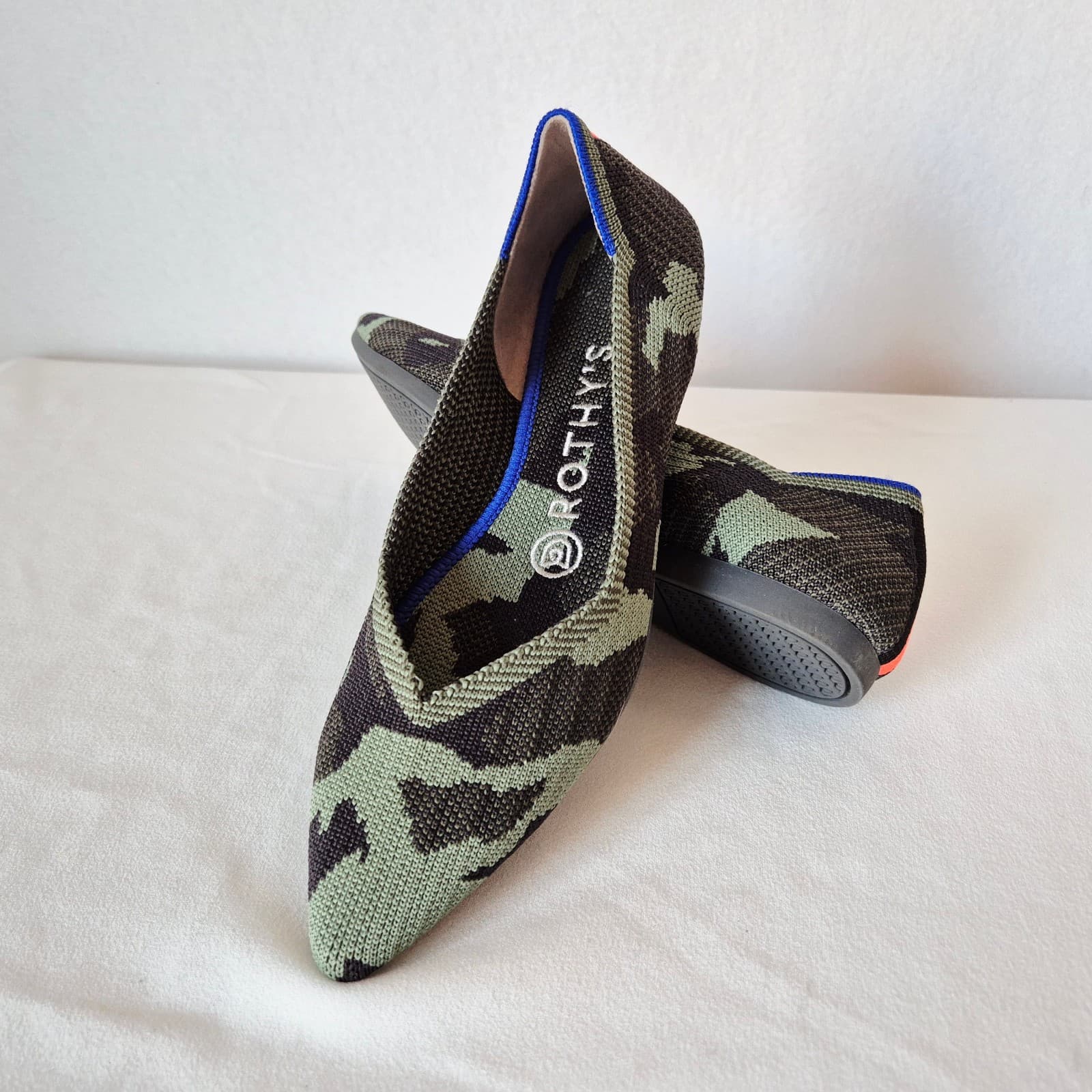 NWoB Rothy's The Point Ballet Flats Comfort Slip Green Black Camouflage Womens 6 - Thumbnail 6