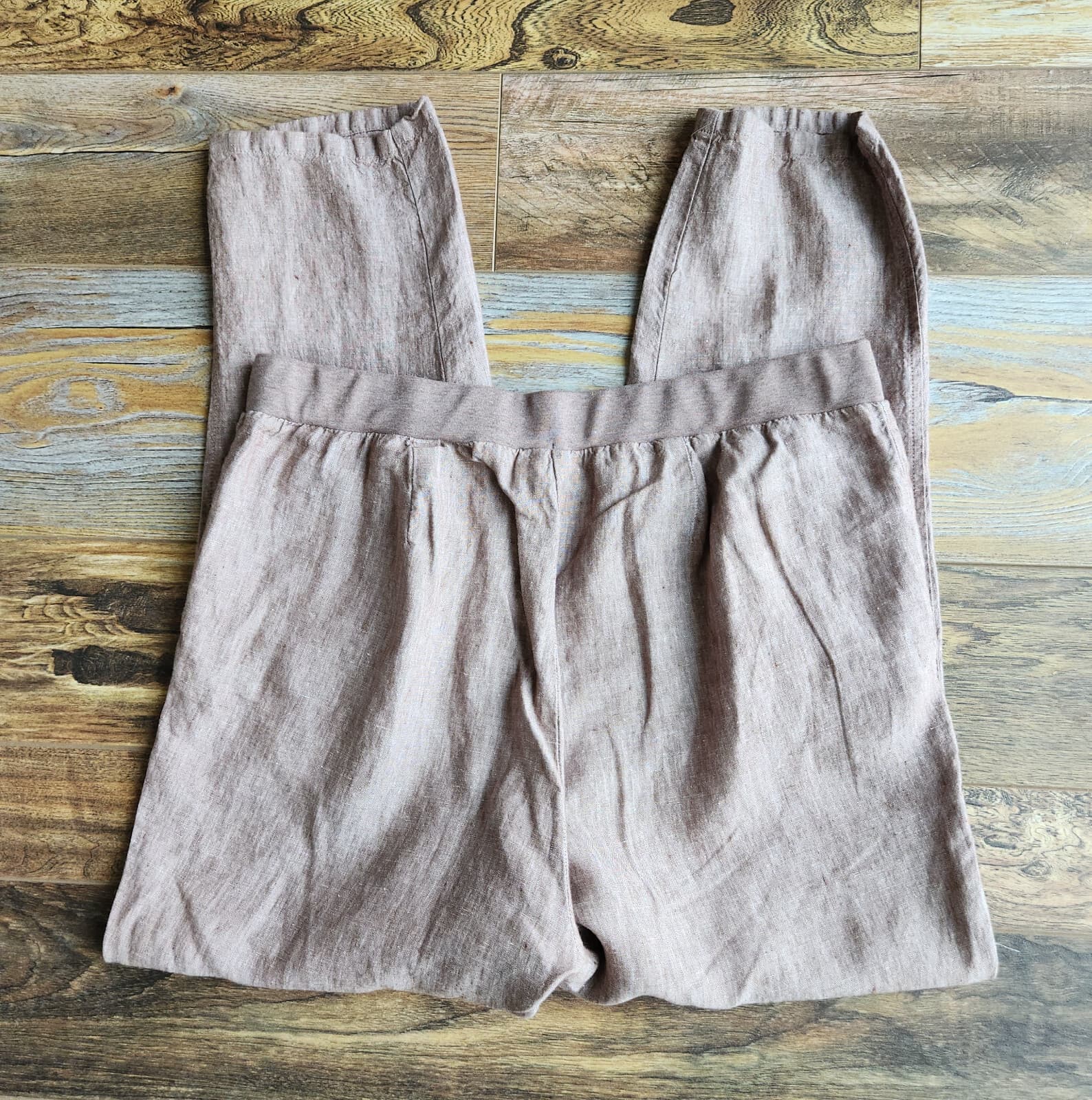 J.Jill Love Linen Pull-On Slim-Leg Pants Elastic-Waist Pocket Brown Sz.M - Thumbnail 7