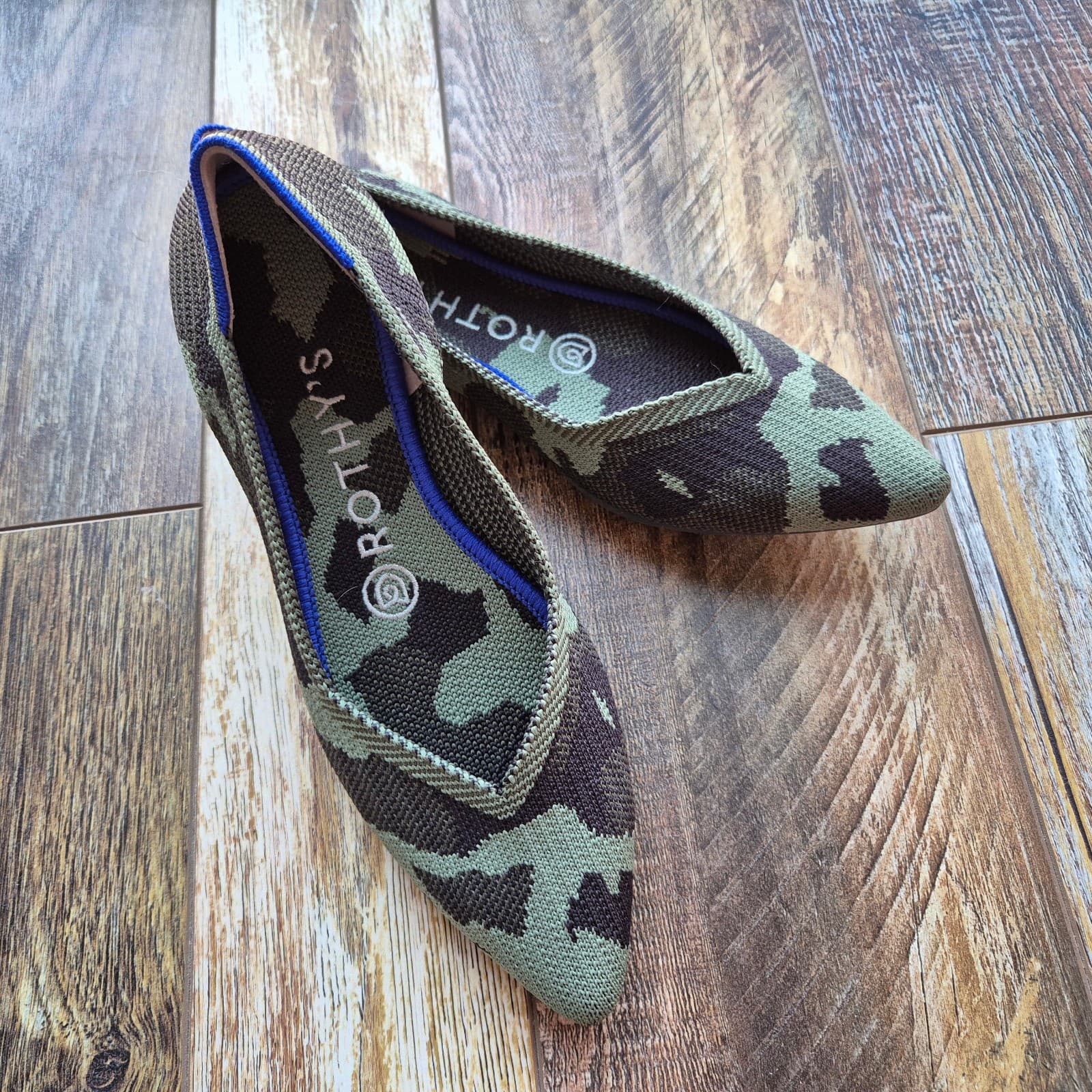 NWoB Rothy's The Point Ballet Flats Comfort Slip Green Black Camouflage Womens 6 - Thumbnail 7