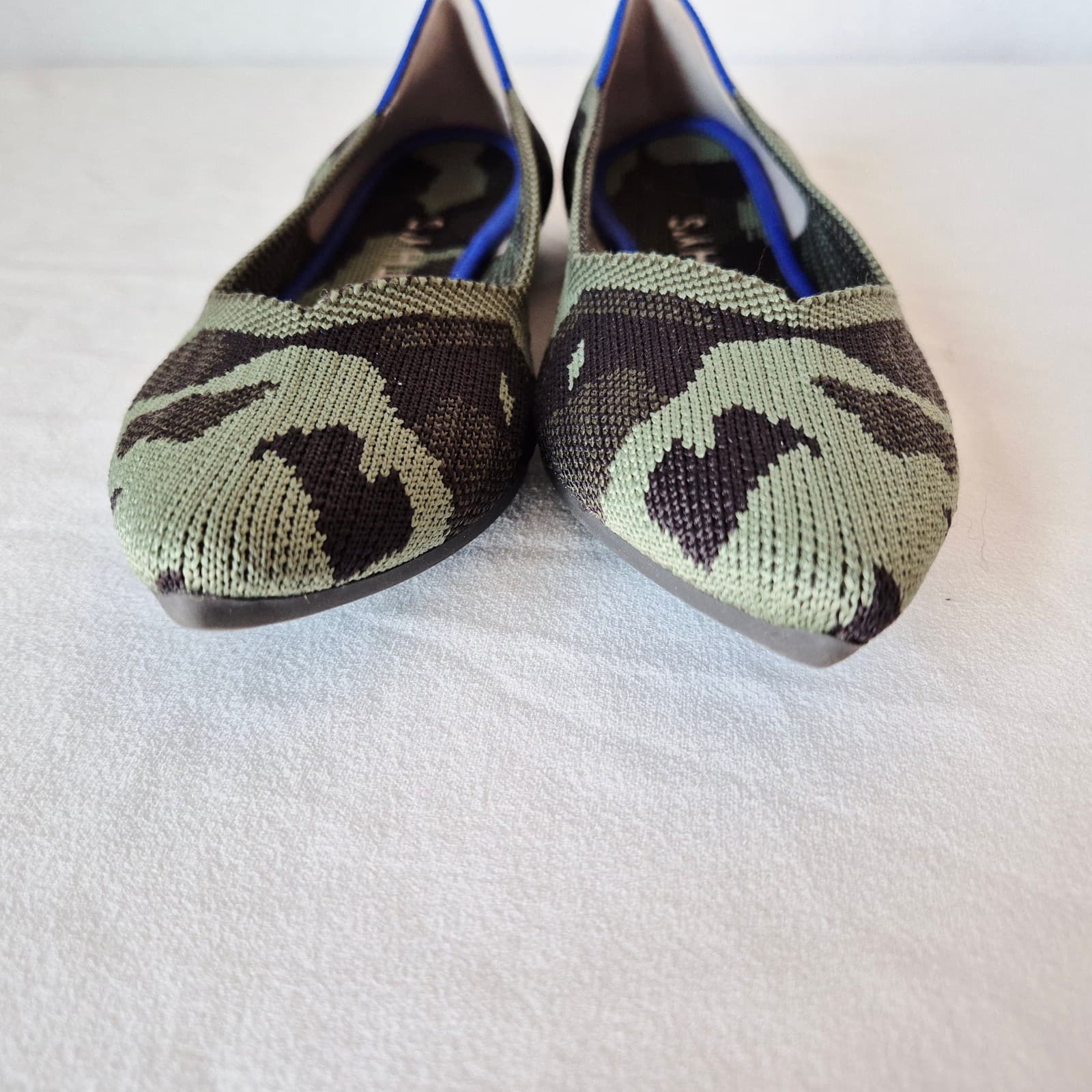 NWoB Rothy's The Point Ballet Flats Comfort Slip Green Black Camouflage Womens 6 - Thumbnail 9