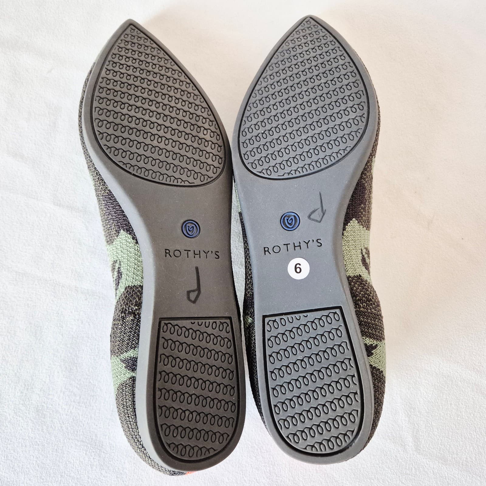 NWoB Rothy's The Point Ballet Flats Comfort Slip Green Black Camouflage Womens 6 - Thumbnail 10