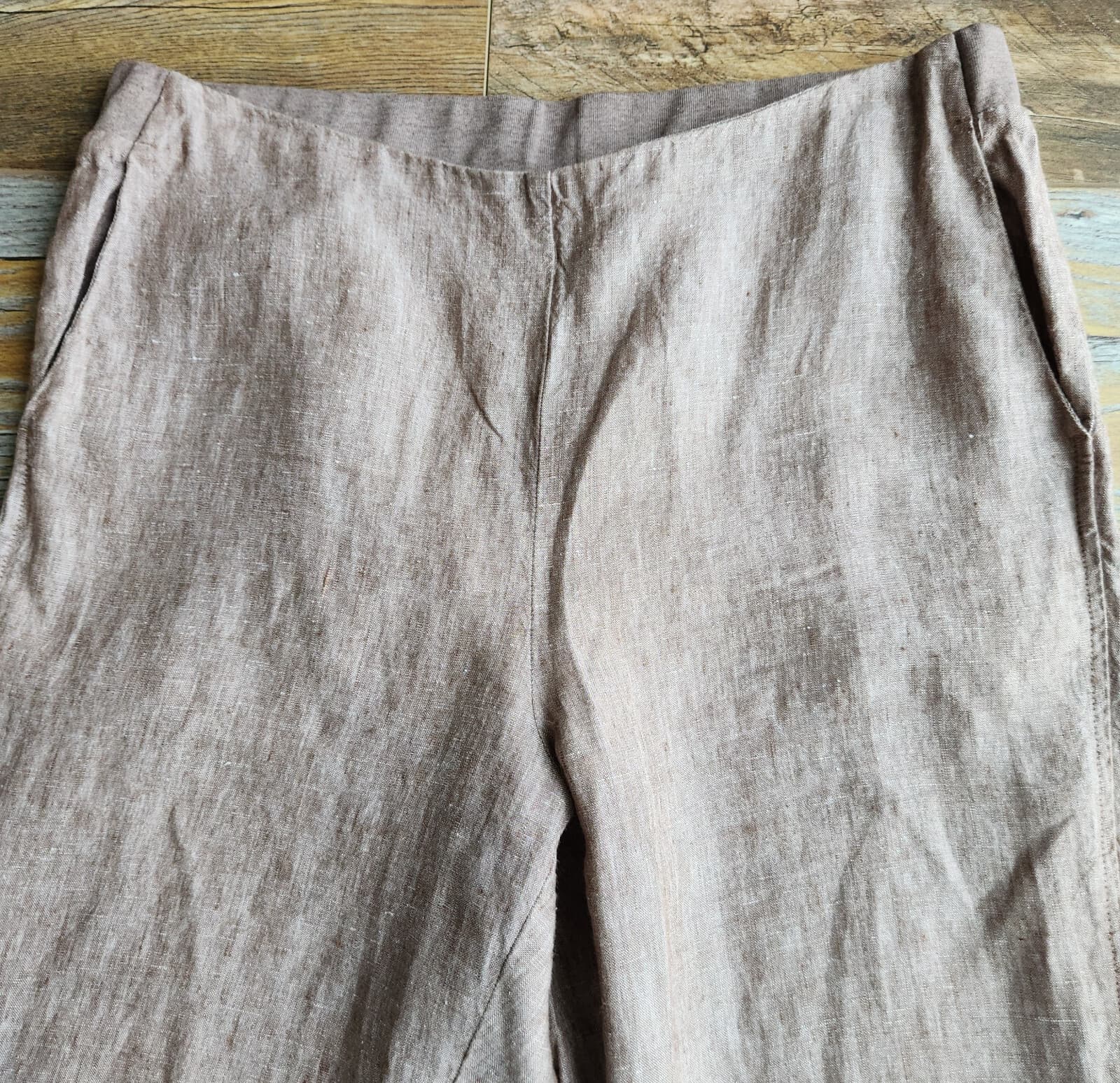 J.Jill Love Linen Pull-On Slim-Leg Pants Elastic-Waist Pocket Brown Sz.M - Thumbnail 4