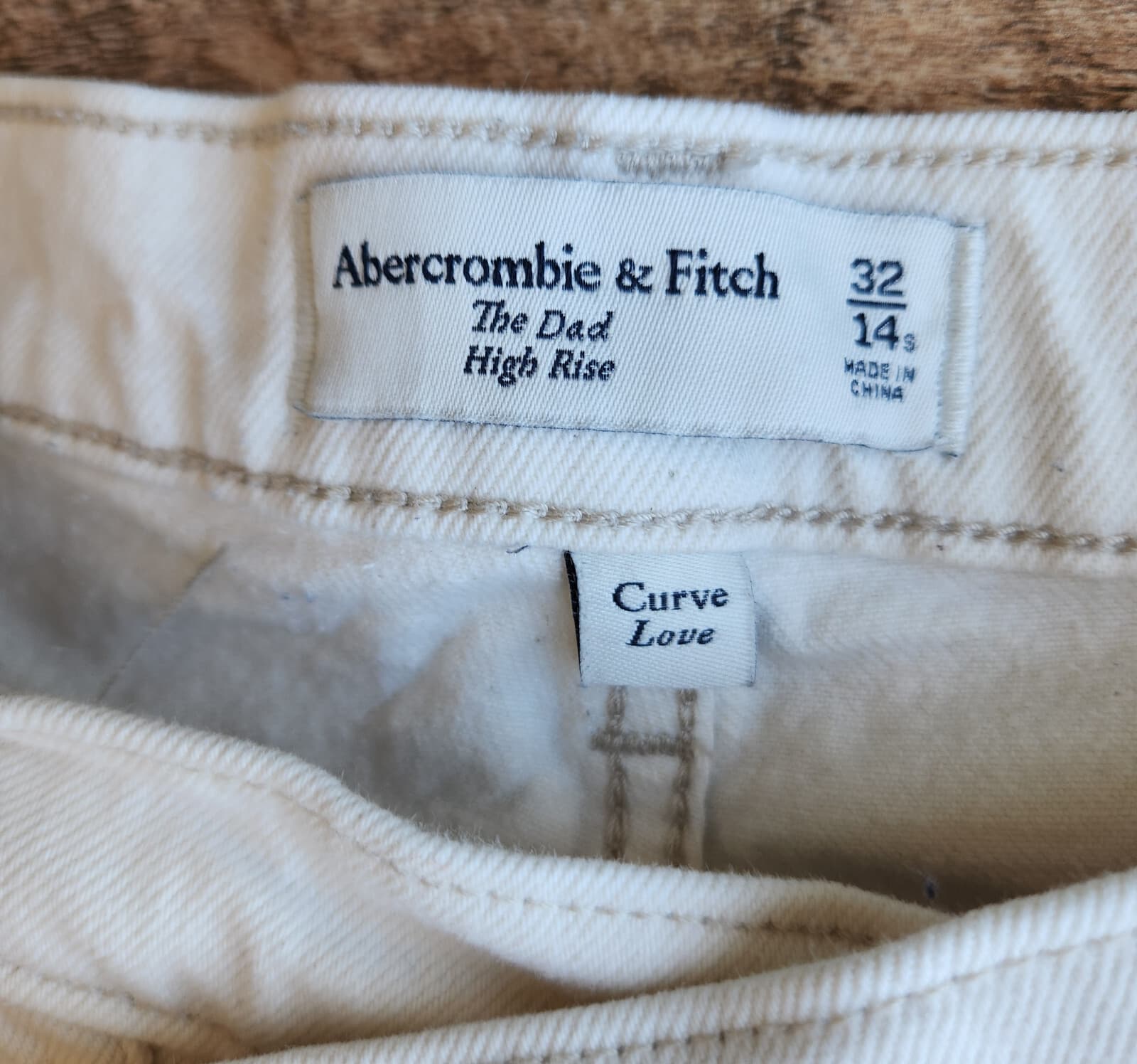 Abercrombie & Fitch The Dad Curve Love Crossover Jeans Button-Fly Ivory 32/14 - Thumbnail 8