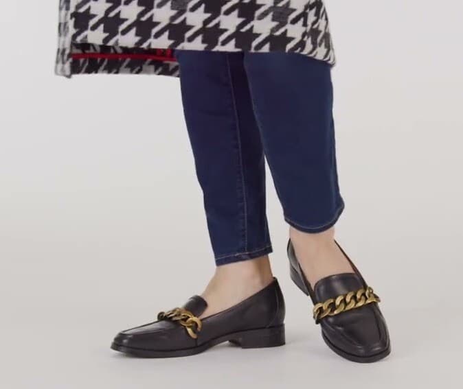 Vionic Mizelle Women's 10 Black Leather Loafer Arch Support Gold Chunky Chain - Thumbnail 4