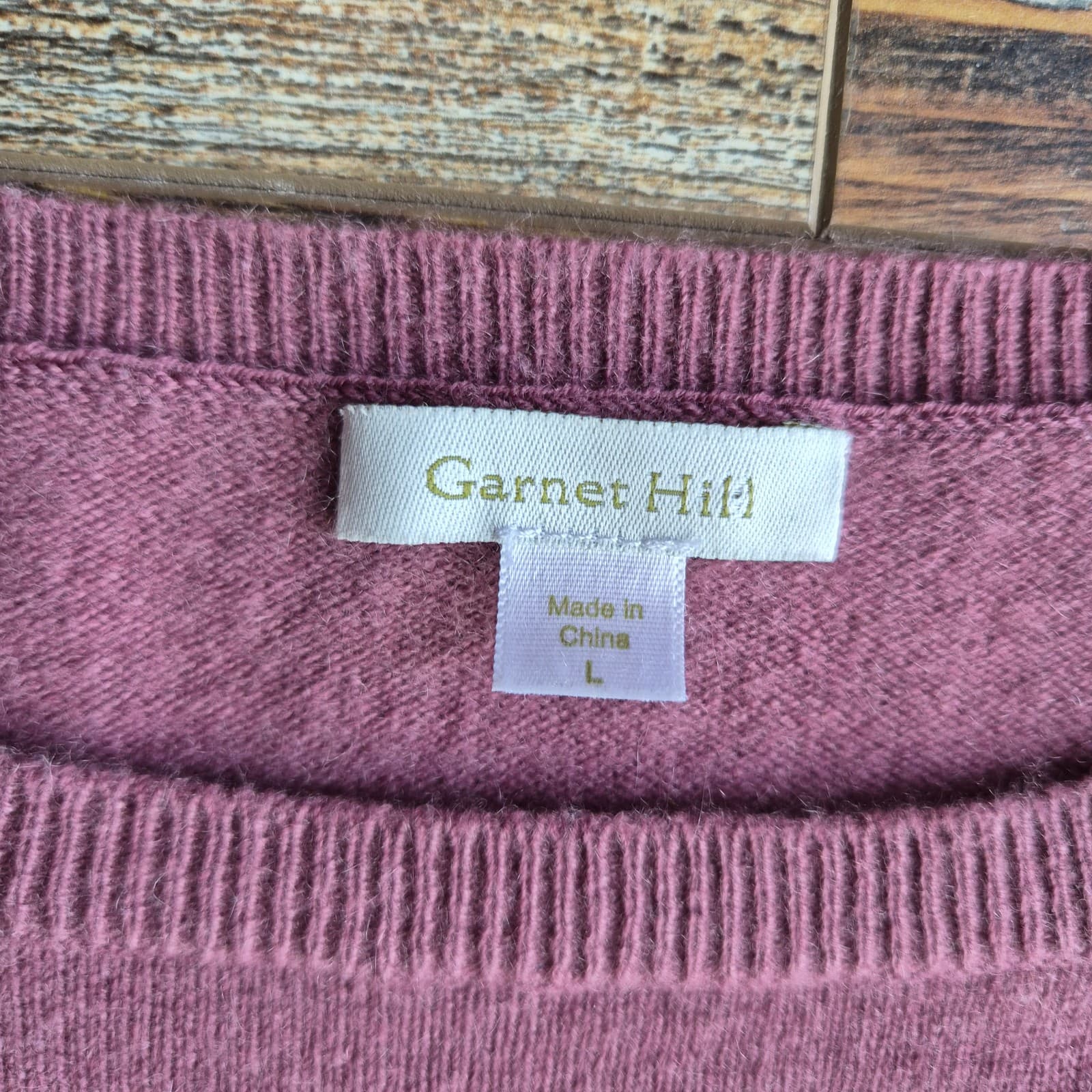 Garnet Hill Shirttail Cashmere Silk Lace Trim Sweater Crew Neck Mauve Women's L - Thumbnail 9