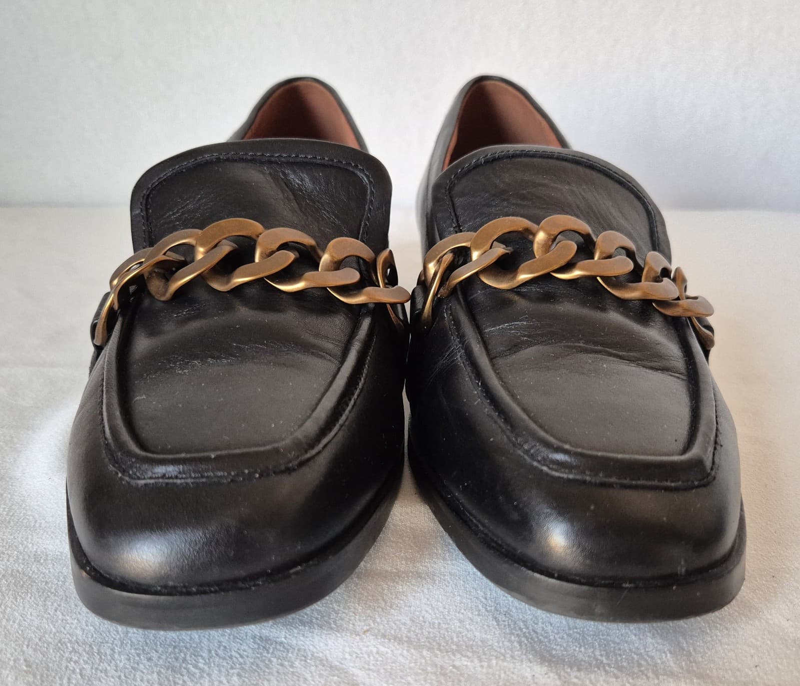 Vionic Mizelle Women's 10 Black Leather Loafer Arch Support Gold Chunky Chain - Thumbnail 10