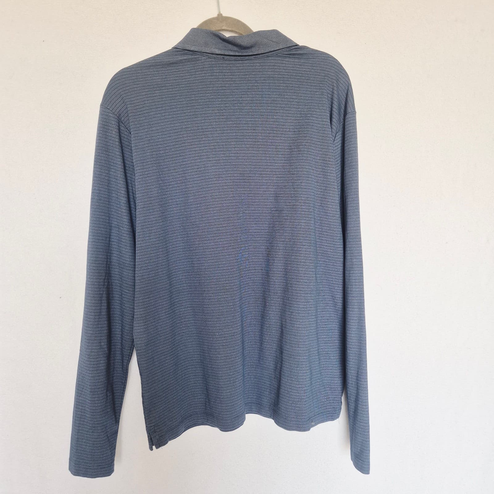 Robert Barakett Greenbow Long Sleeve Polo Shirt Texture Blue Grey Men's XL - Thumbnail 4