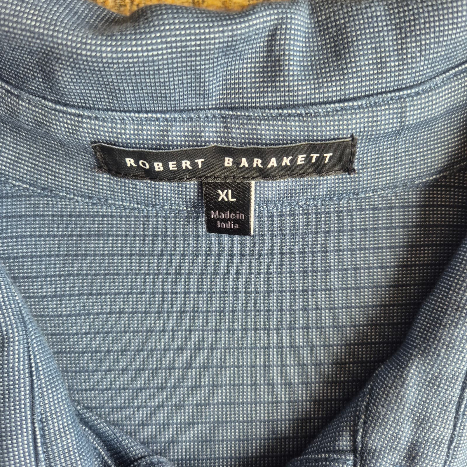 Robert Barakett Greenbow Long Sleeve Polo Shirt Texture Blue Grey Men's XL - Thumbnail 5