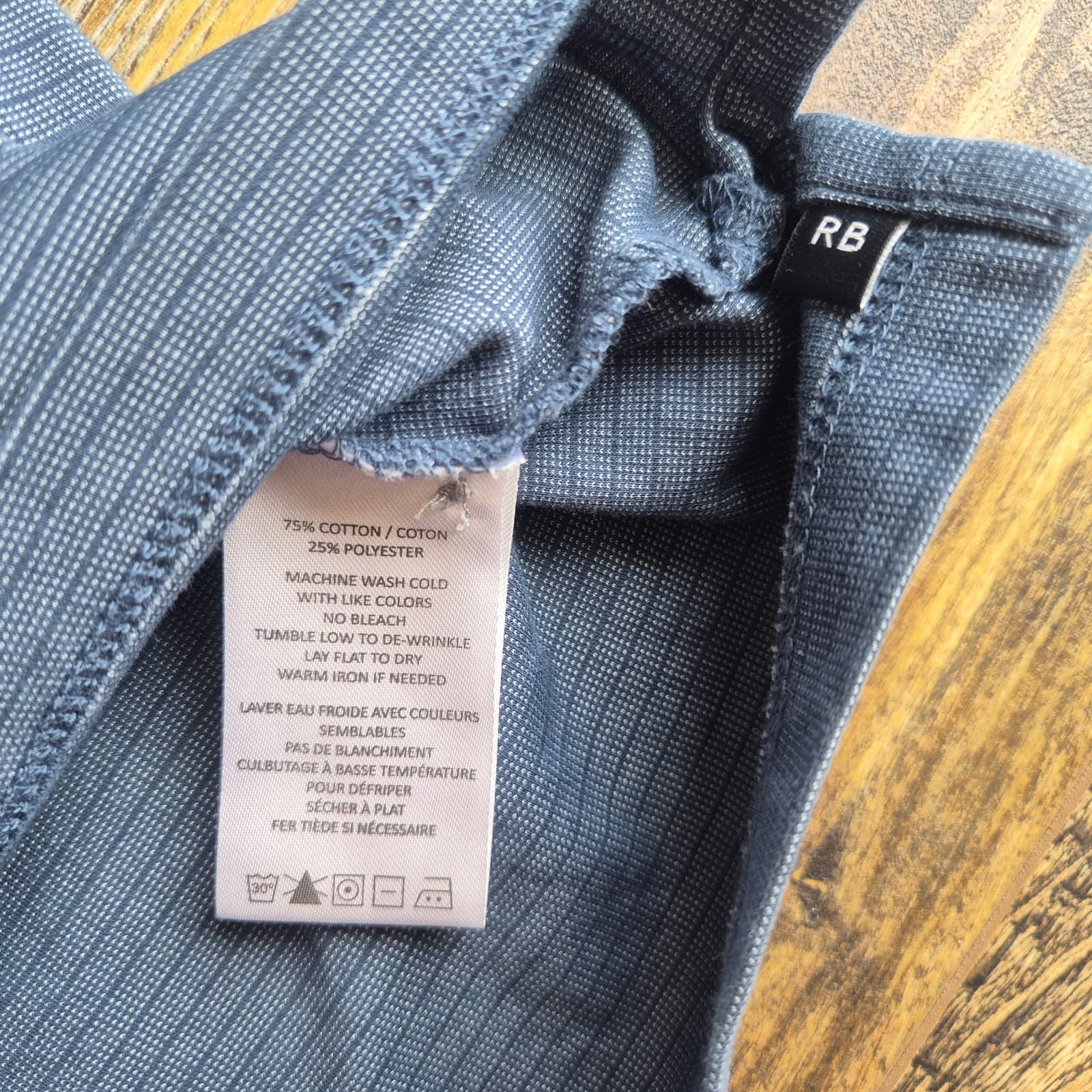Robert Barakett Greenbow Long Sleeve Polo Shirt Texture Blue Grey Men's XL - Thumbnail 6