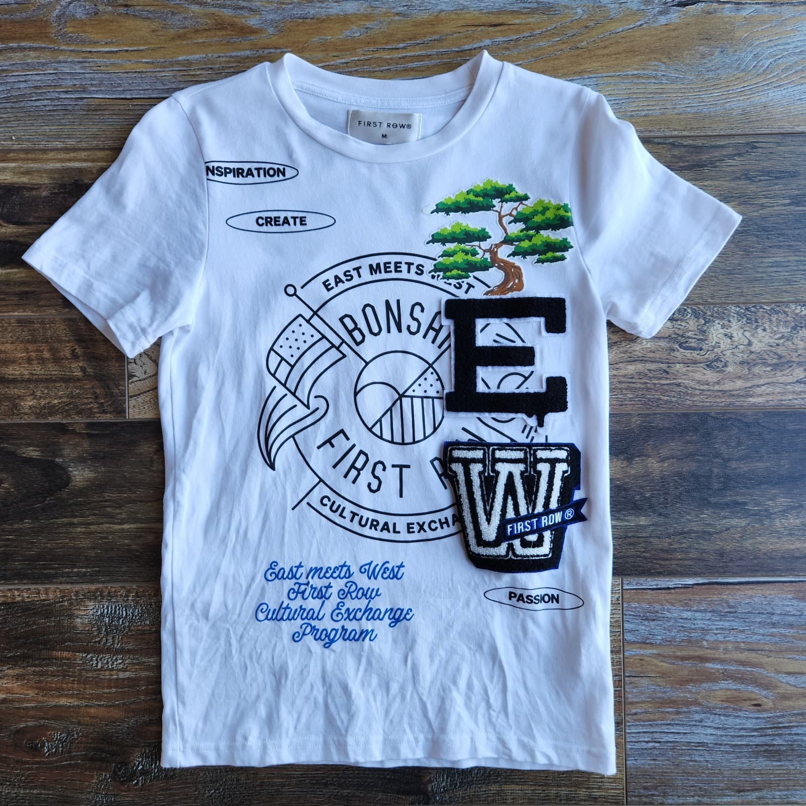 First Row Grade School Patch Graphic Tee Shirt Short Sleeve White Youth Unisex M - Thumbnail 2