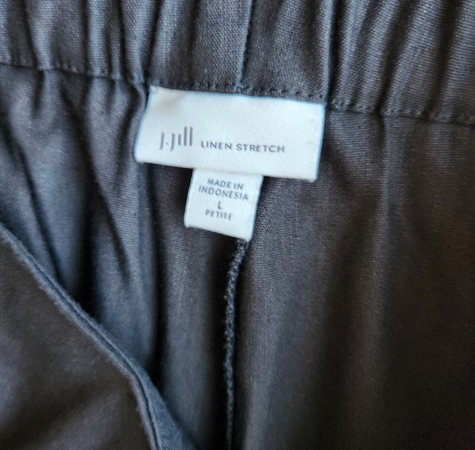 J.Jill Linen Stretch Slim Cropped Ankle-Button Pants Zip Elastic-Waist Black LP - Thumbnail 6