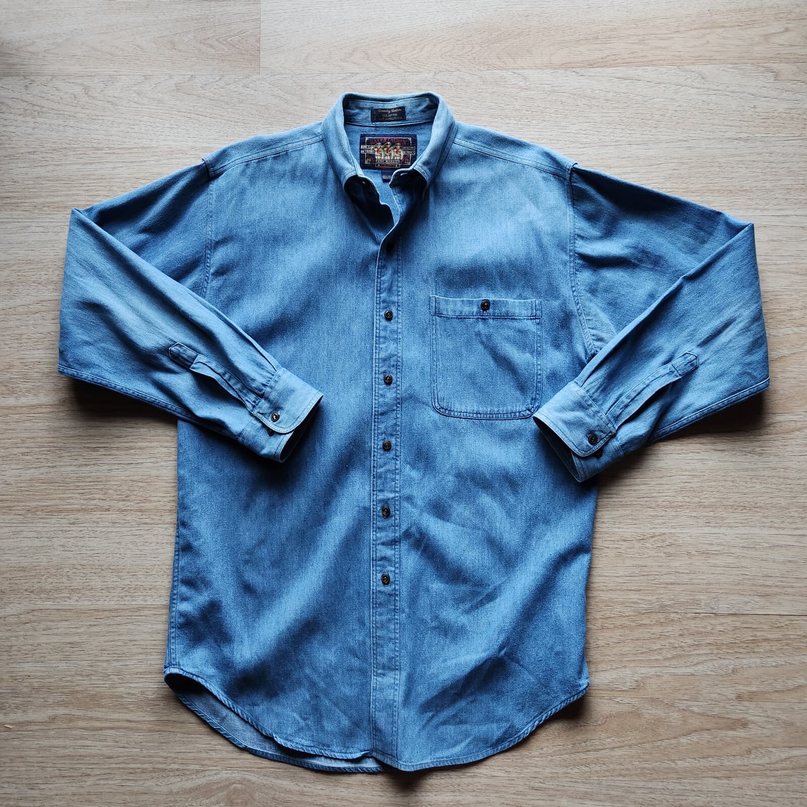 Vintage Ralph Lauren Chaps Denim Button-Up Shirt Long Sleeve Pocket Men's 15 1/2 - Thumbnail 2