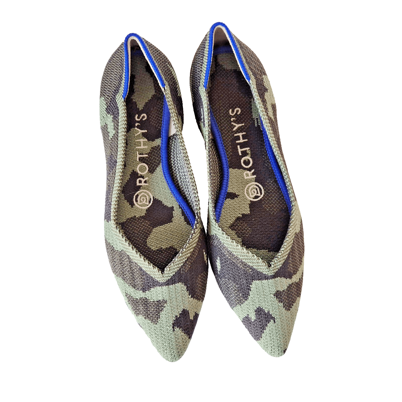 NWoB Rothy's The Point Ballet Flats Comfort Slip Green Black Camouflage Womens 6 - Thumbnail 3