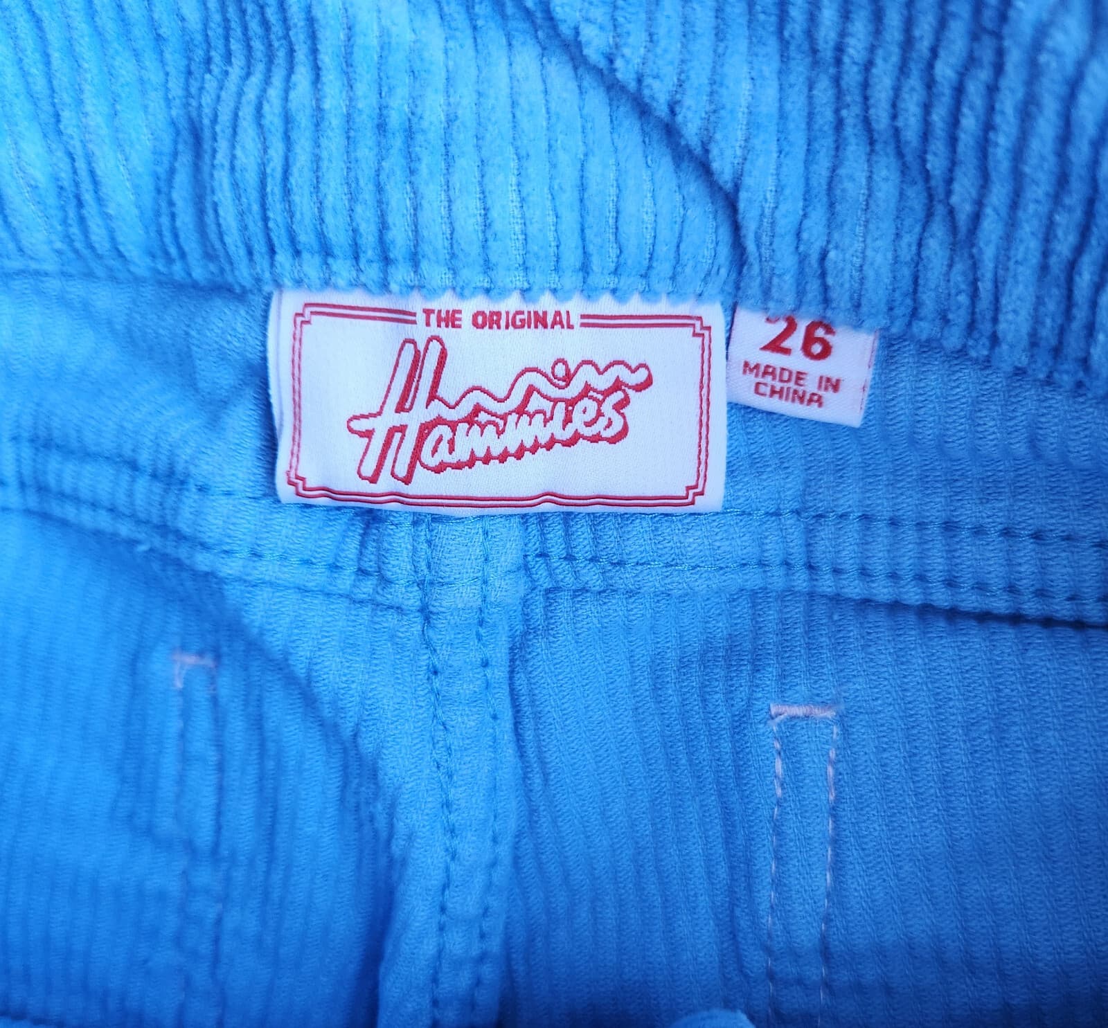 NWoT Hammies Corduroy Bell Bottom Hippie Pants Zip Pink Pocket Blue Women's 26 - Thumbnail 11
