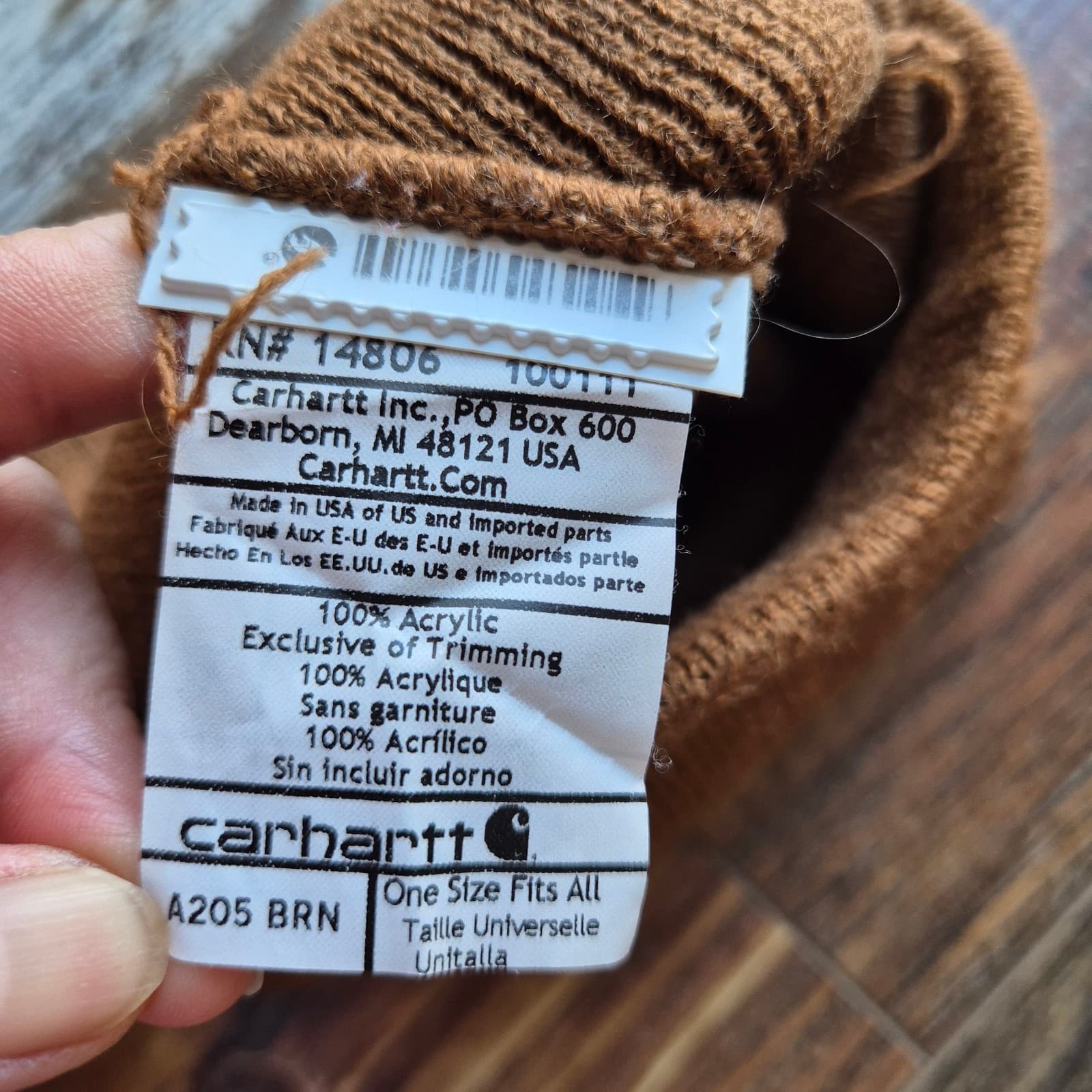 Vintage Carhartt Made in USA Acrylic Rib-Knit Beanie Work Winter Brown Men's O/S - Thumbnail 7