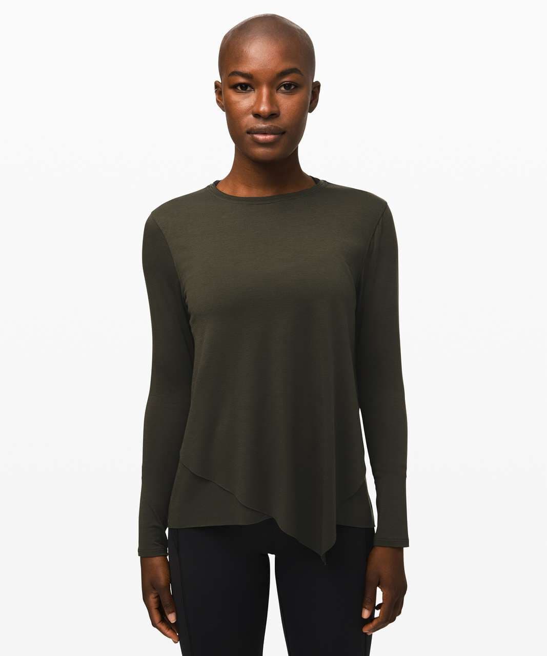 Lululemon Sweetest Day Long Sleeve Top Layer Crewneck Tencel Dark Olive Bust 38" - Thumbnail 5