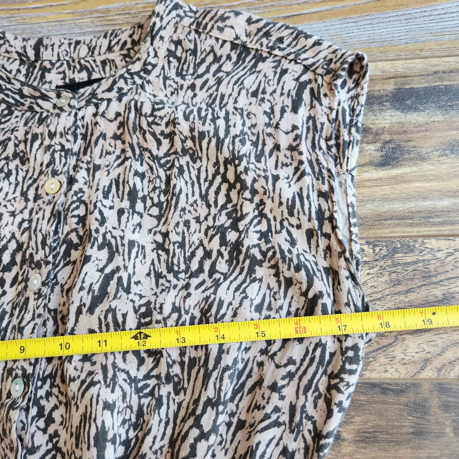Rails Angelina Linen Blend Mini Dress Smocked-Waist Brown Abstract Texture Sz.XS - Thumbnail 14