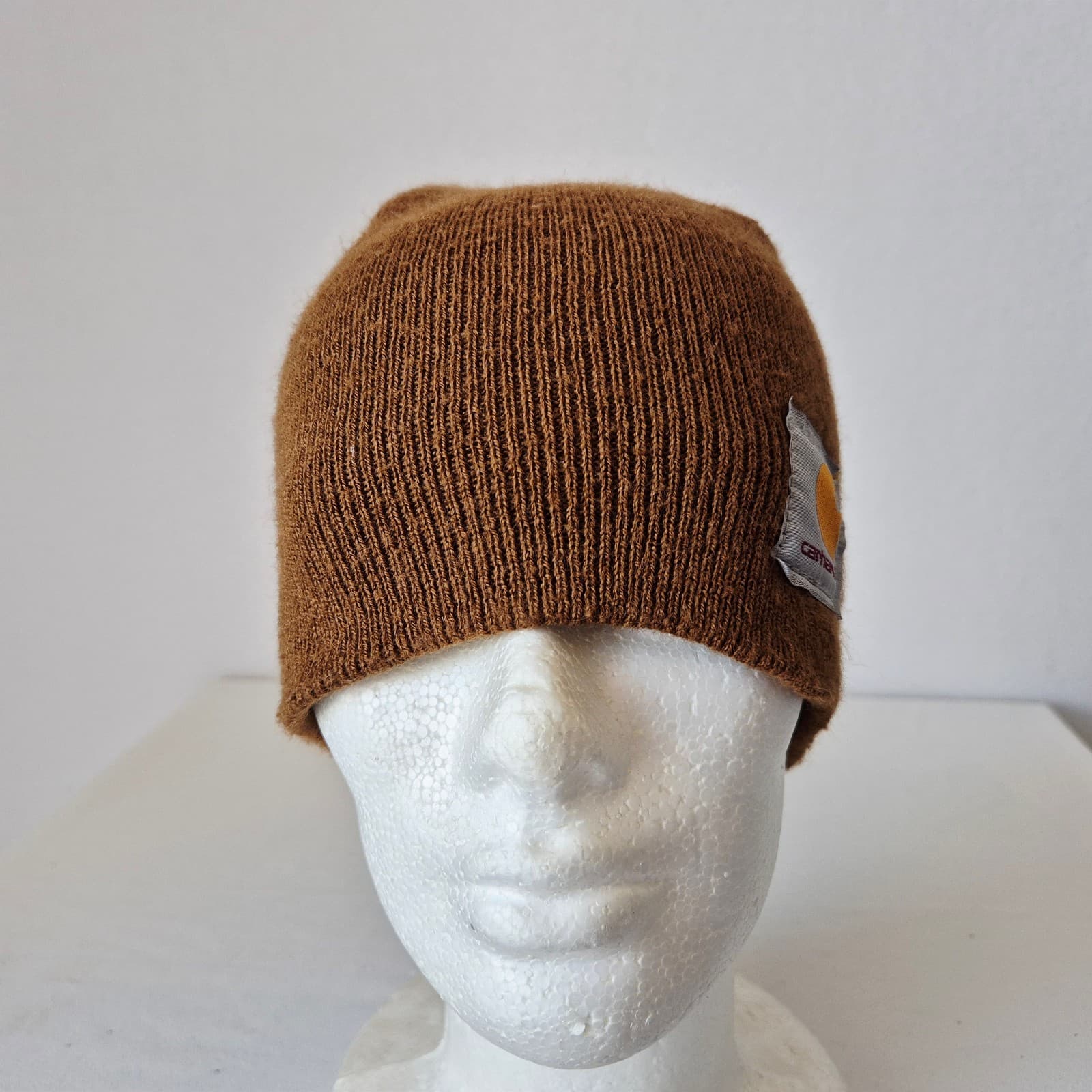 Vintage Carhartt Made in USA Acrylic Rib-Knit Beanie Work Winter Brown Men's O/S - Thumbnail 3