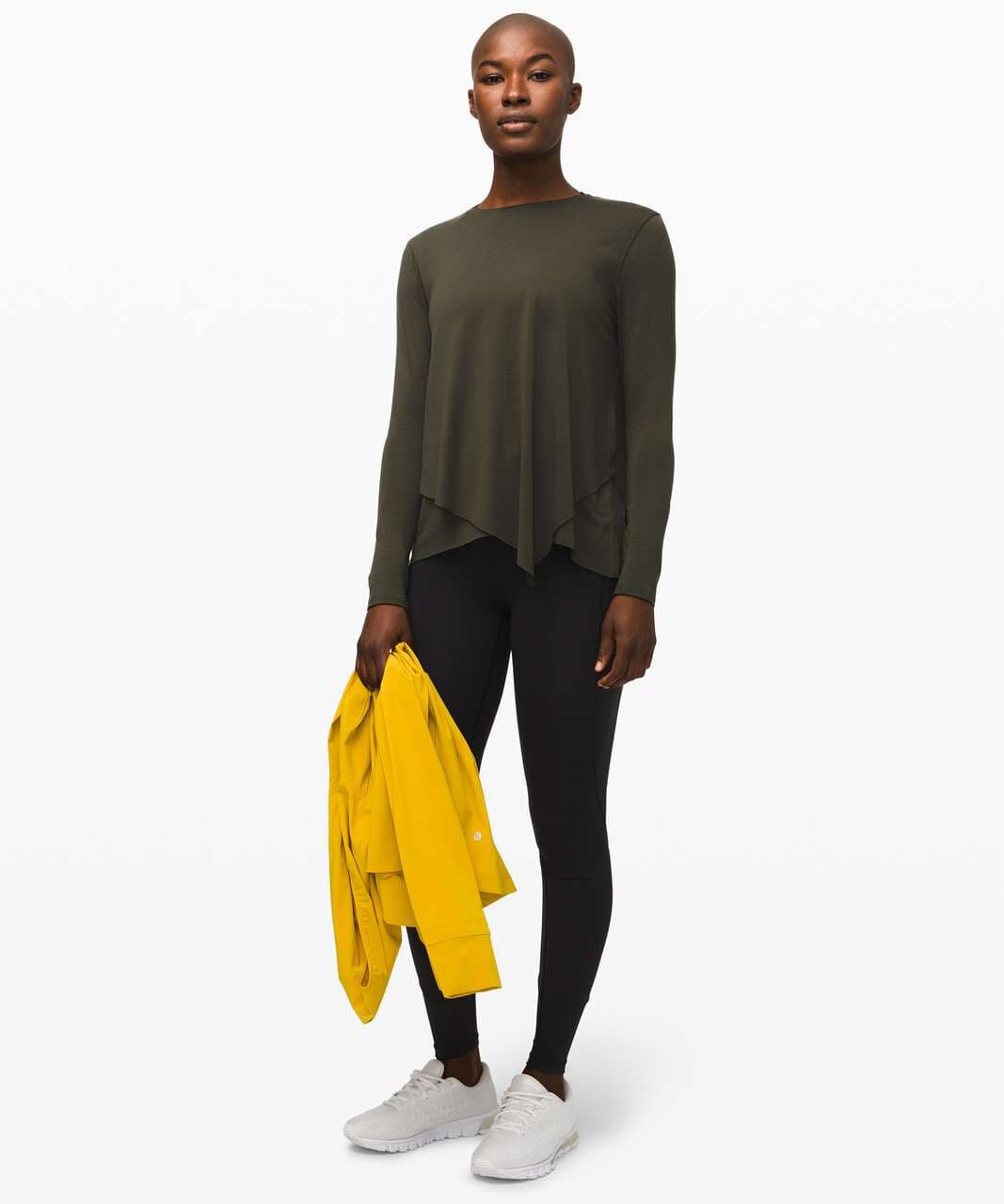 Lululemon Sweetest Day Long Sleeve Top Layer Crewneck Tencel Dark Olive Bust 38" - Thumbnail 3