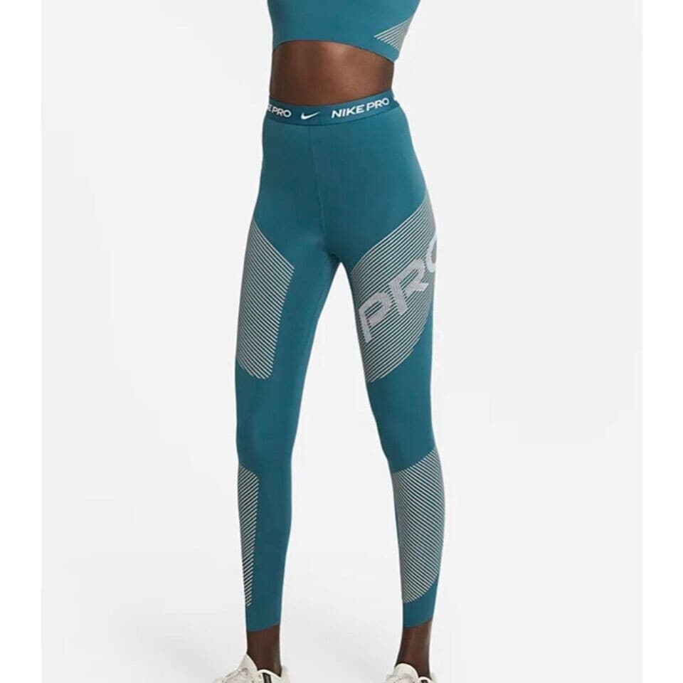 NIKE PRO Dri-Fit Graphic Activewear Legging High Waist Green Women Plus Size 2X - Thumbnail 5