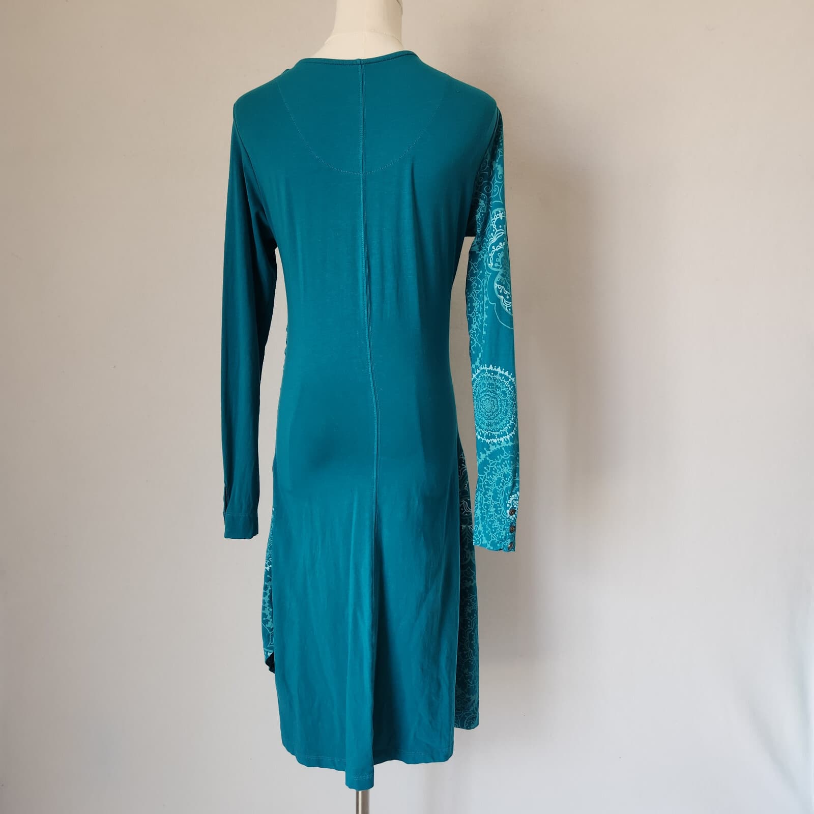 Kuhl Grace Mandala Printed Surplice Dress Long Sleeve Organic Cotton Green Sz.S - Thumbnail 5