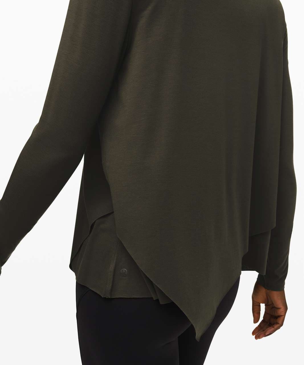 Lululemon Sweetest Day Long Sleeve Top Layer Crewneck Tencel Dark Olive Bust 38" - Thumbnail 6