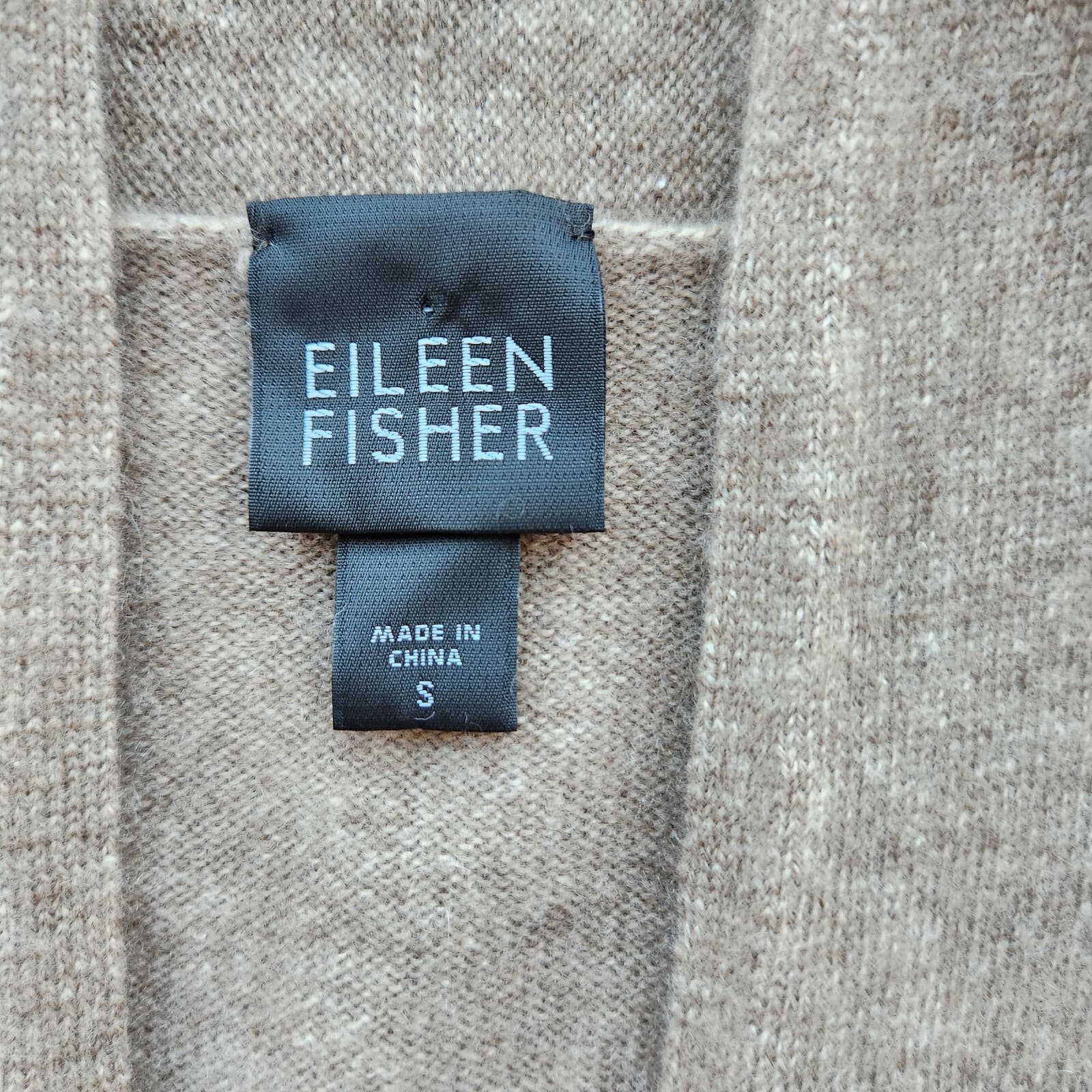 Vintage EILEEN FISHER 100% Cashmere Cardigan Drawstring Tie-Waist Brown Womens S - Thumbnail 9