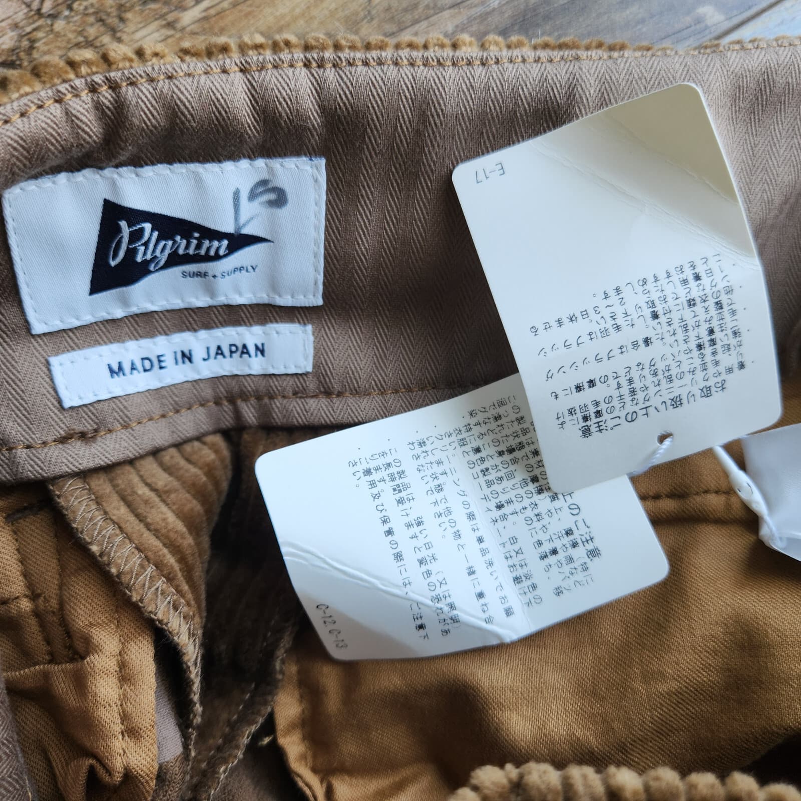 NWT Pilgrim Surf+Supply Made in Japan Corduroy Wide Leg Pants Pocket Brown Sz.2 - Thumbnail 9
