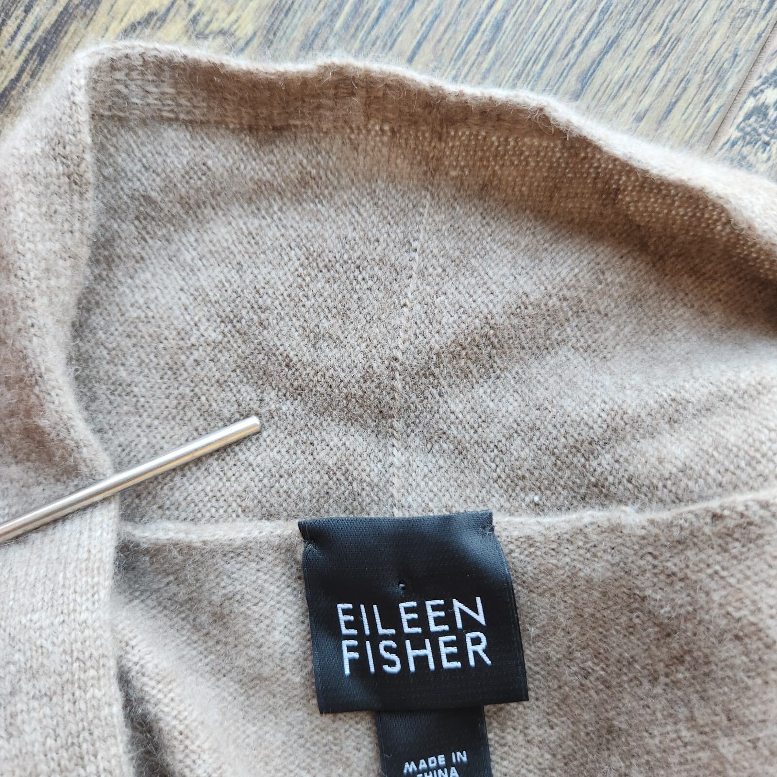 Vintage EILEEN FISHER 100% Cashmere Cardigan Drawstring Tie-Waist Brown Womens S - Thumbnail 12