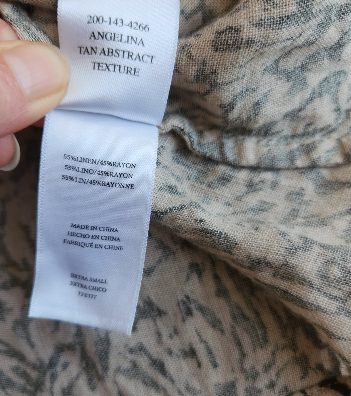 Rails Angelina Linen Blend Mini Dress Smocked-Waist Brown Abstract Texture Sz.XS - Thumbnail 12