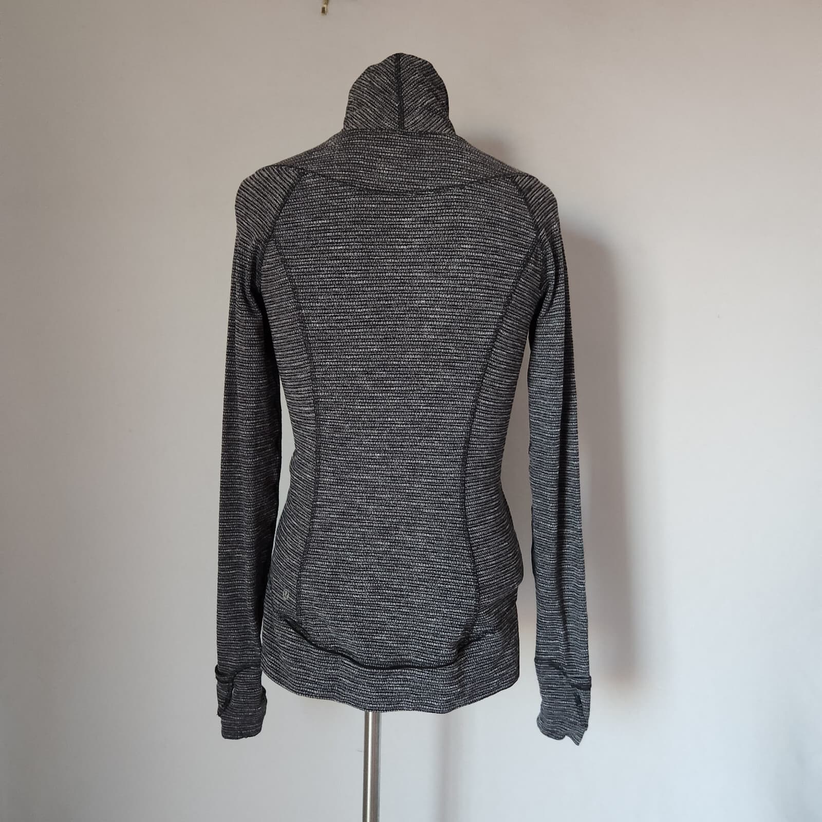 Lululemon Think Fast Pullover Sweatshirt Mini Check Pique Black Heathered Sz.6 - Thumbnail 10