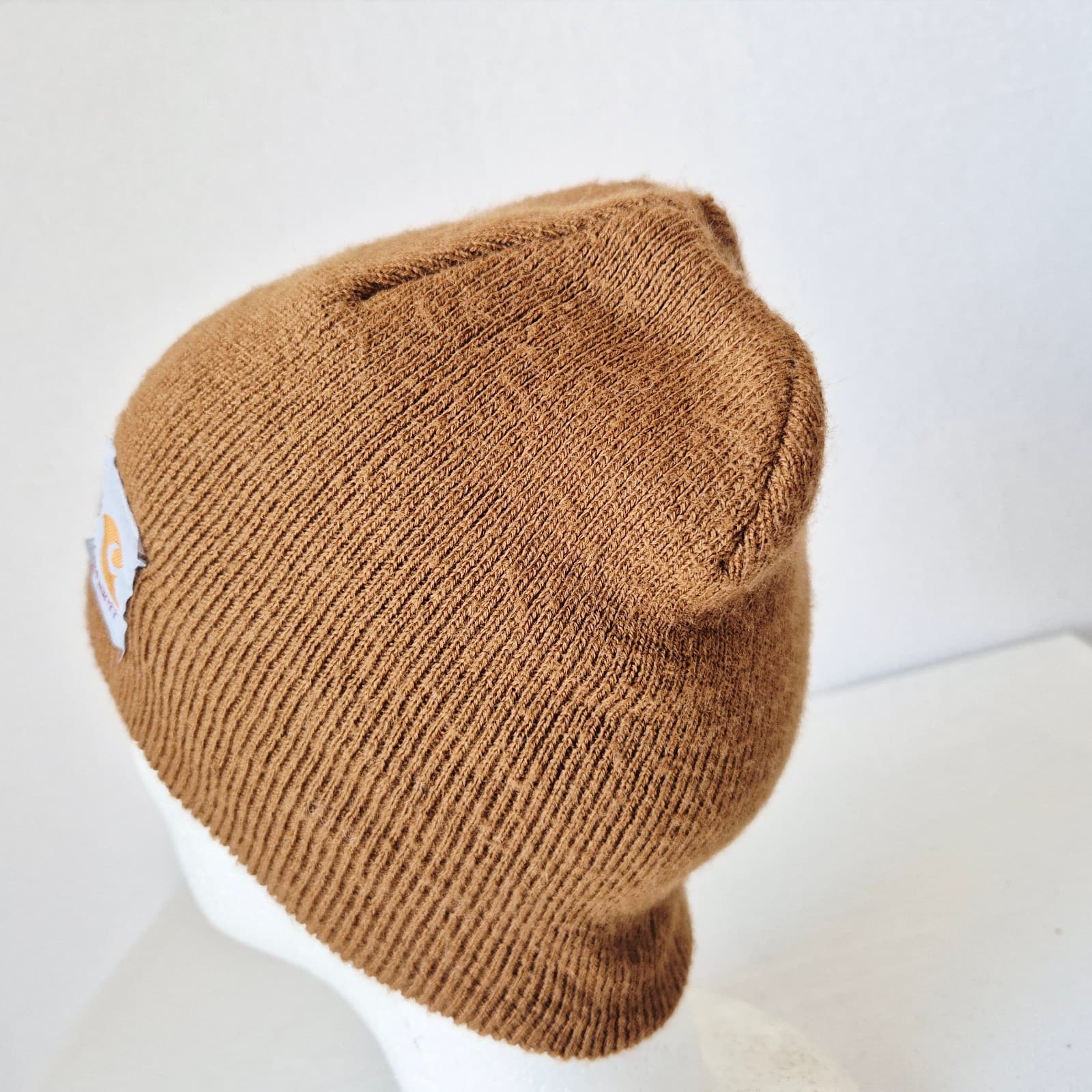 Vintage Carhartt Made in USA Acrylic Rib-Knit Beanie Work Winter Brown Men's O/S - Thumbnail 4