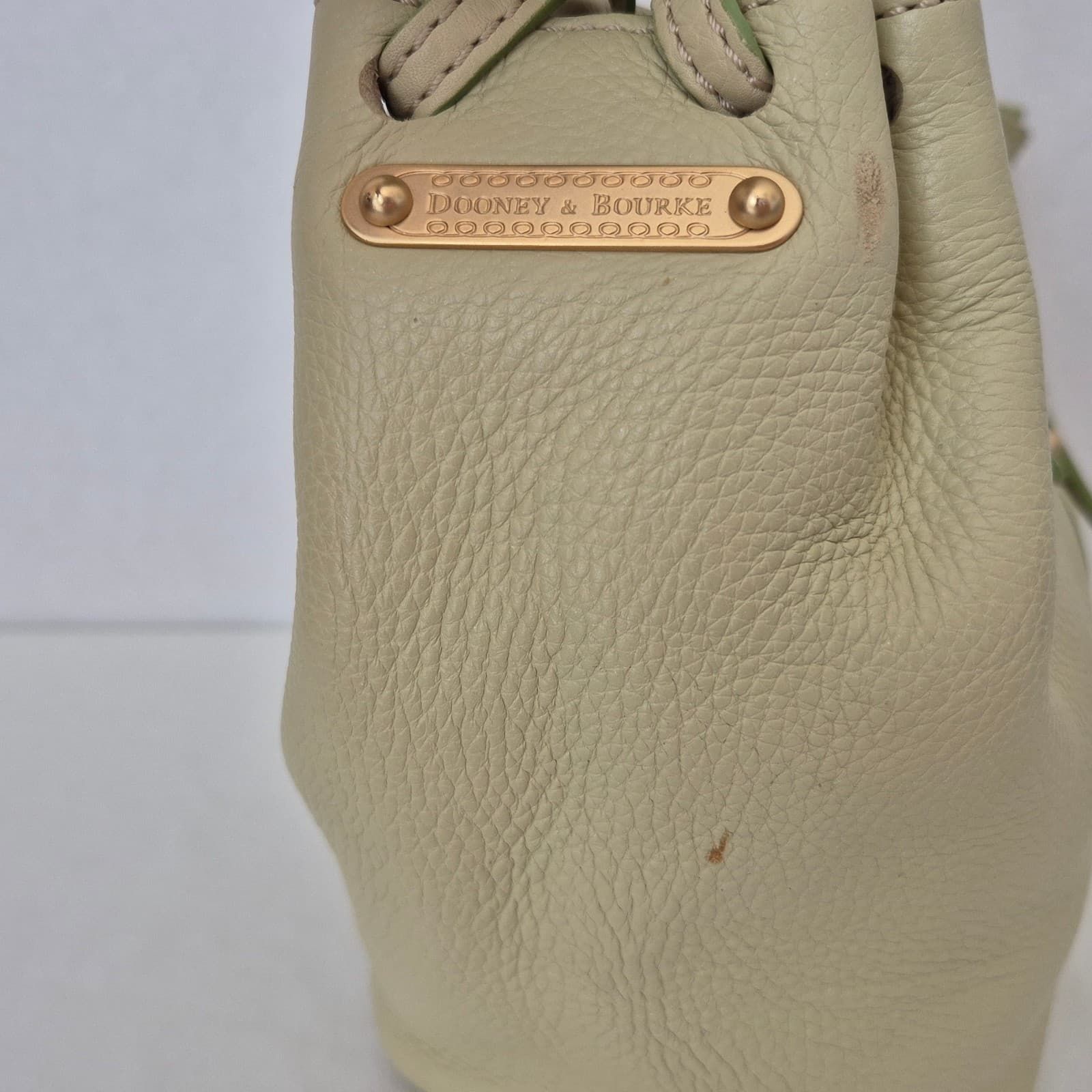 DOONEY & BOURKE Pebbled Leather Shoulder Bag Lime Green Buckle Closure - Thumbnail 4