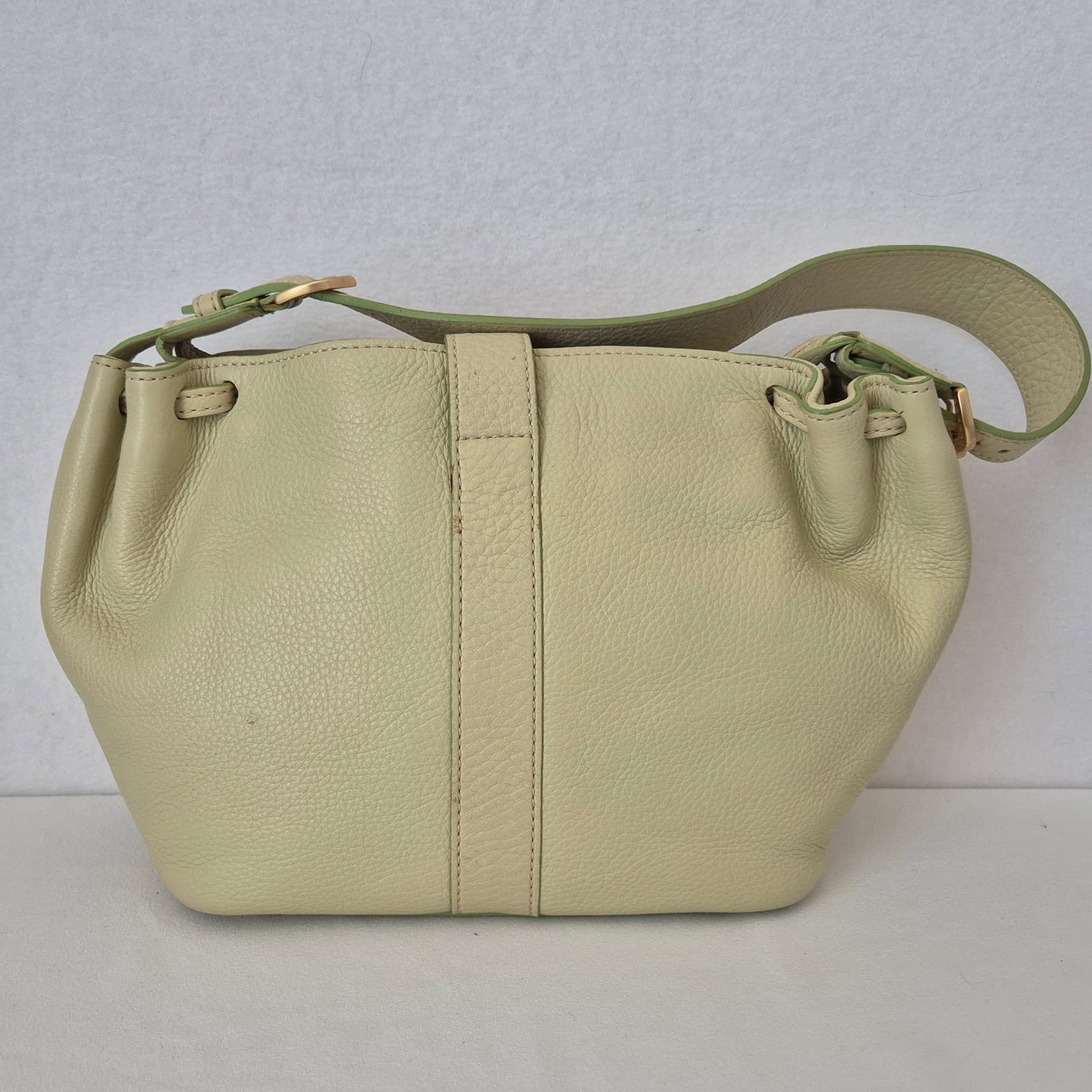 DOONEY & BOURKE Pebbled Leather Shoulder Bag Lime Green Buckle Closure - Thumbnail 5