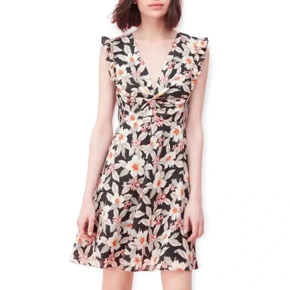 Rebecca Taylor Kamea Fleur Silk Floral Mini Dress V-Neck Sleeveless Lined Sz.4 - Thumbnail 2