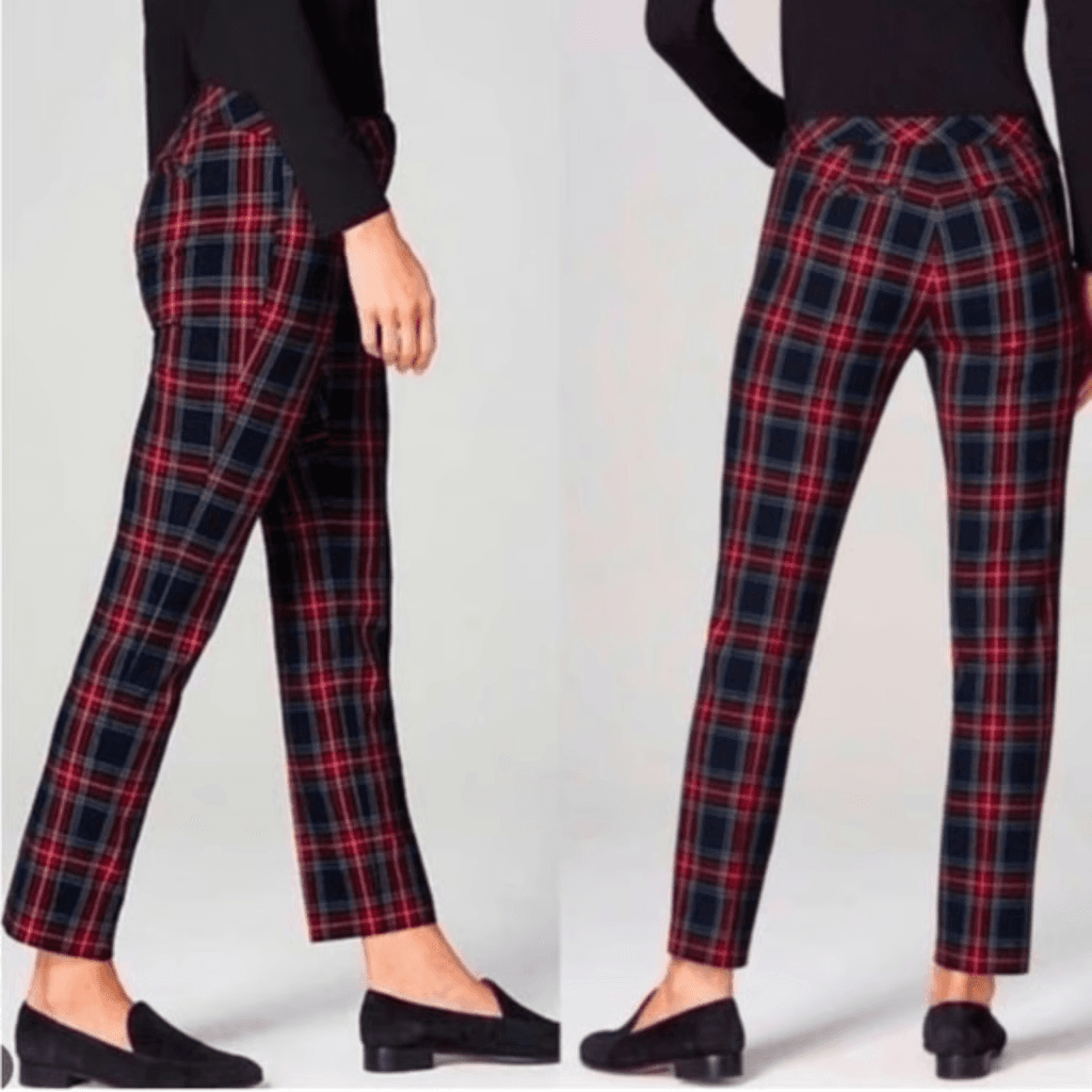 J.Jill Premium Bi-Stetch Plaid Tartan Ankle Pants Zip Pocket Multicolor Women 16 - Thumbnail 2