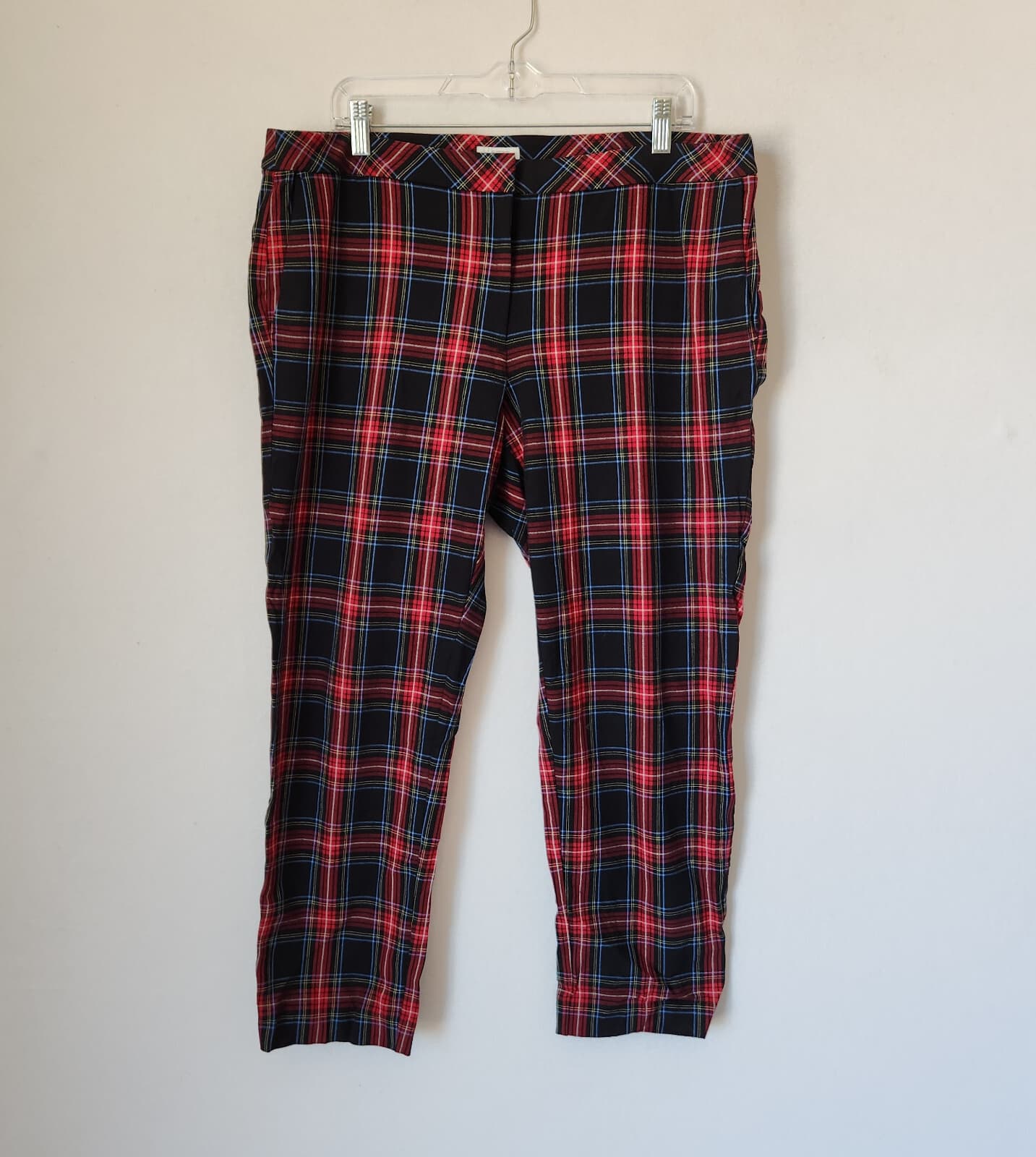 J.Jill Premium Bi-Stetch Plaid Tartan Ankle Pants Zip Pocket Multicolor Women 16 - Thumbnail 3