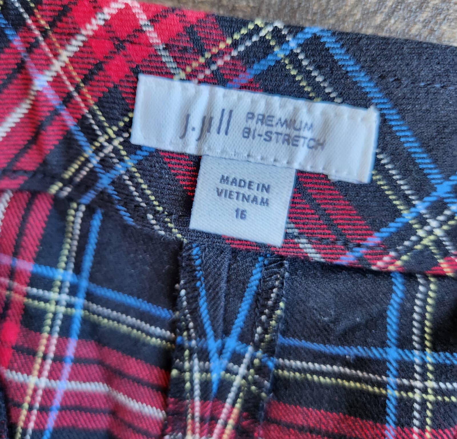 J.Jill Premium Bi-Stetch Plaid Tartan Ankle Pants Zip Pocket Multicolor Women 16 - Thumbnail 11