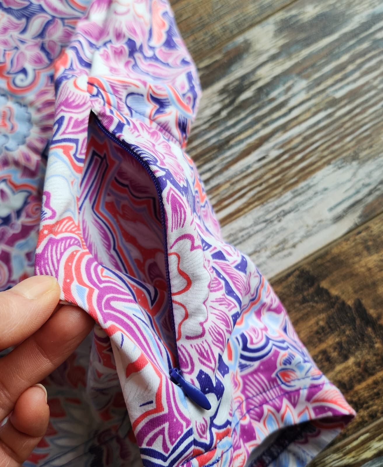 Title Nine Diamalete Floral Athletic Dress Cap Sleeve Zip-Pocket Pink Purple XL - Thumbnail 9