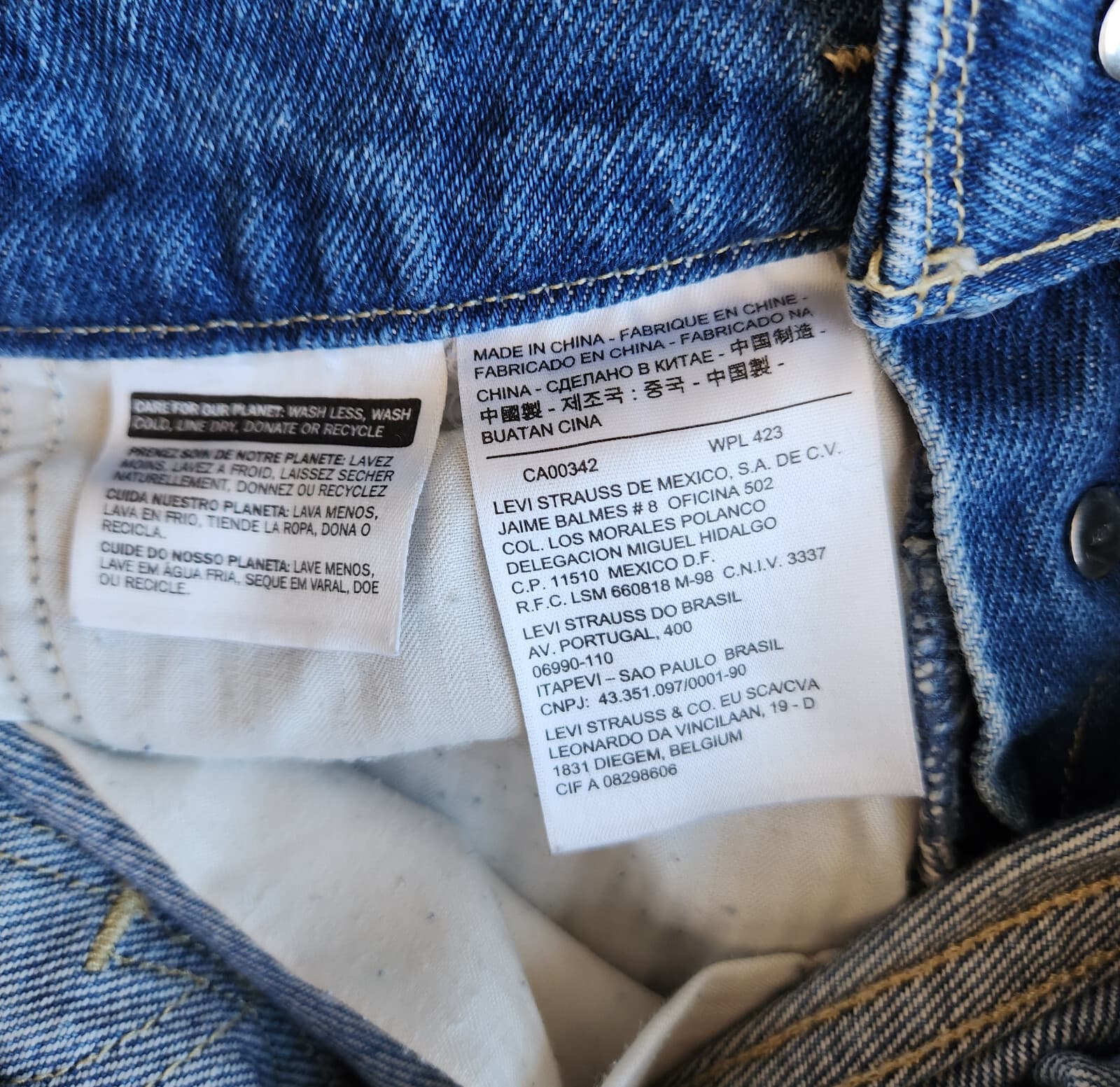 Levi's Distressed Denim Overalls Straight Open-Back Medium Wash Blue Women's S - Thumbnail 9