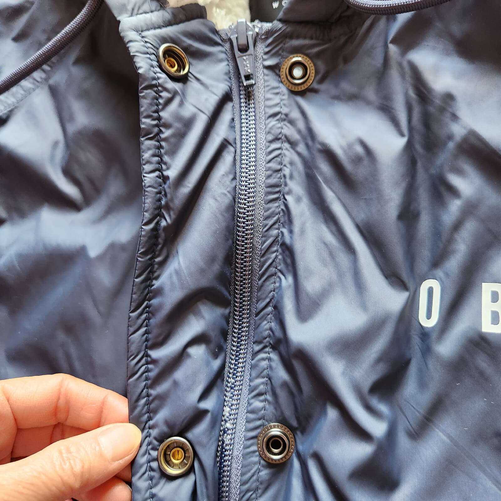 OBEY Kenna Spellout Sherpa Lining Hooded Jacket Zip Snap Pocket Blue Women's M - Thumbnail 11