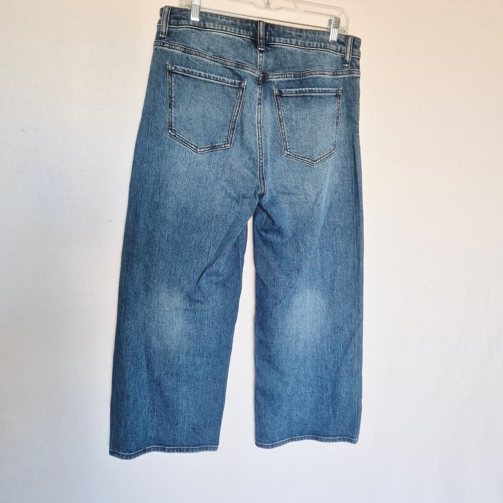 NWT Quince Bella Stretch Relaxed Straight Wide Leg Jeans Organic Cotton Blue 31 - Thumbnail 6