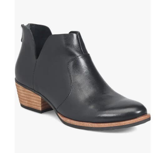 Kork-Ease Skye Black Leather Ankle Booties 1.5" Stacked-Heel Back Zipper US 10M - Thumbnail 3