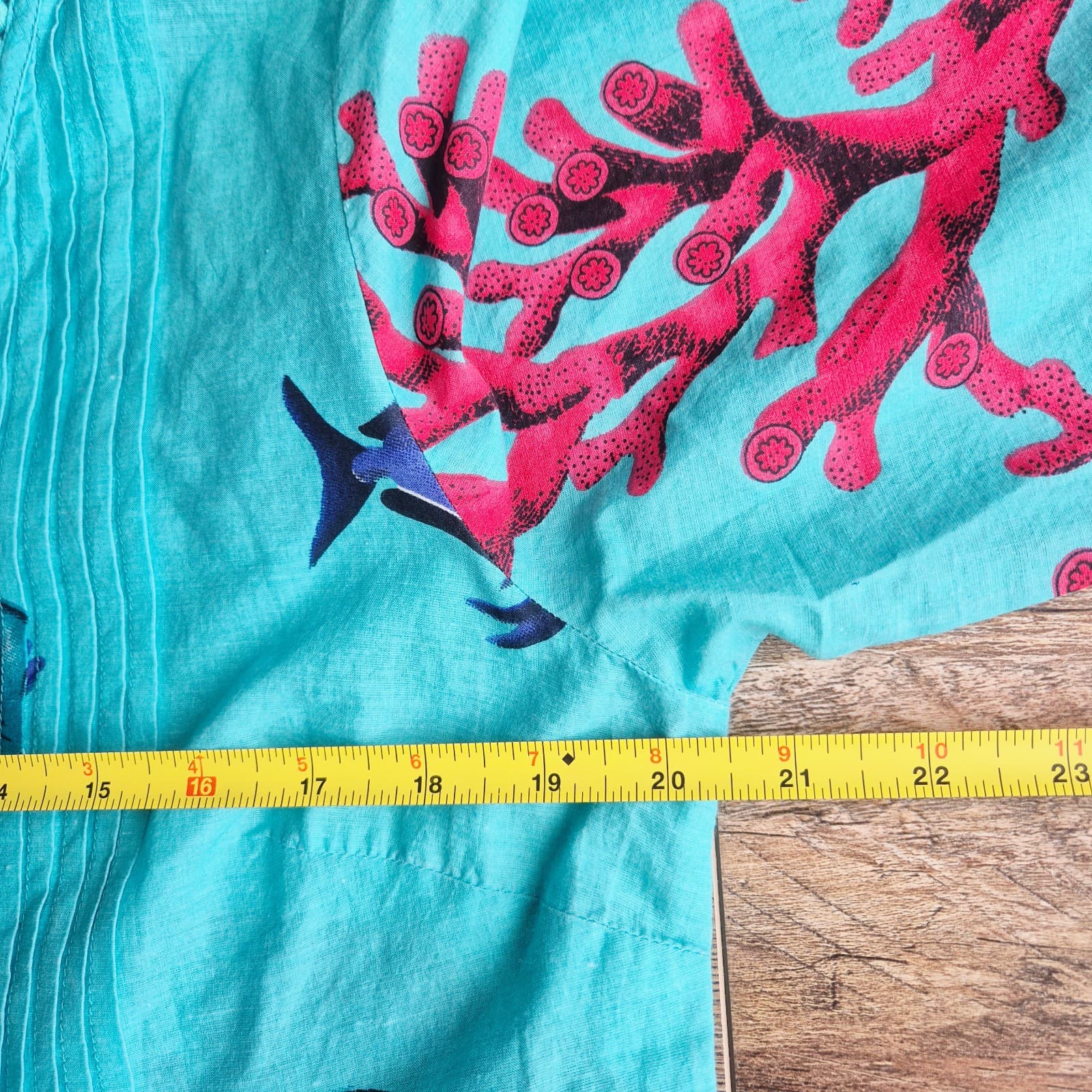 Soft Surroundings Seychelles Coral Embellished Coral-Fish Tunic Blouse Blue Sz.M - Thumbnail 14
