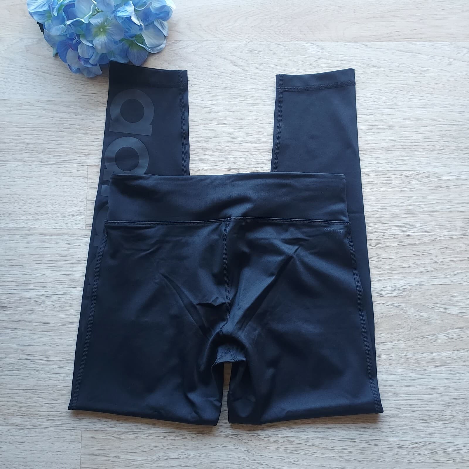 NWT Adidas Activewear Tights Pants Spell Out Inside Pocket Black Women Sz.L $50 - Thumbnail 5