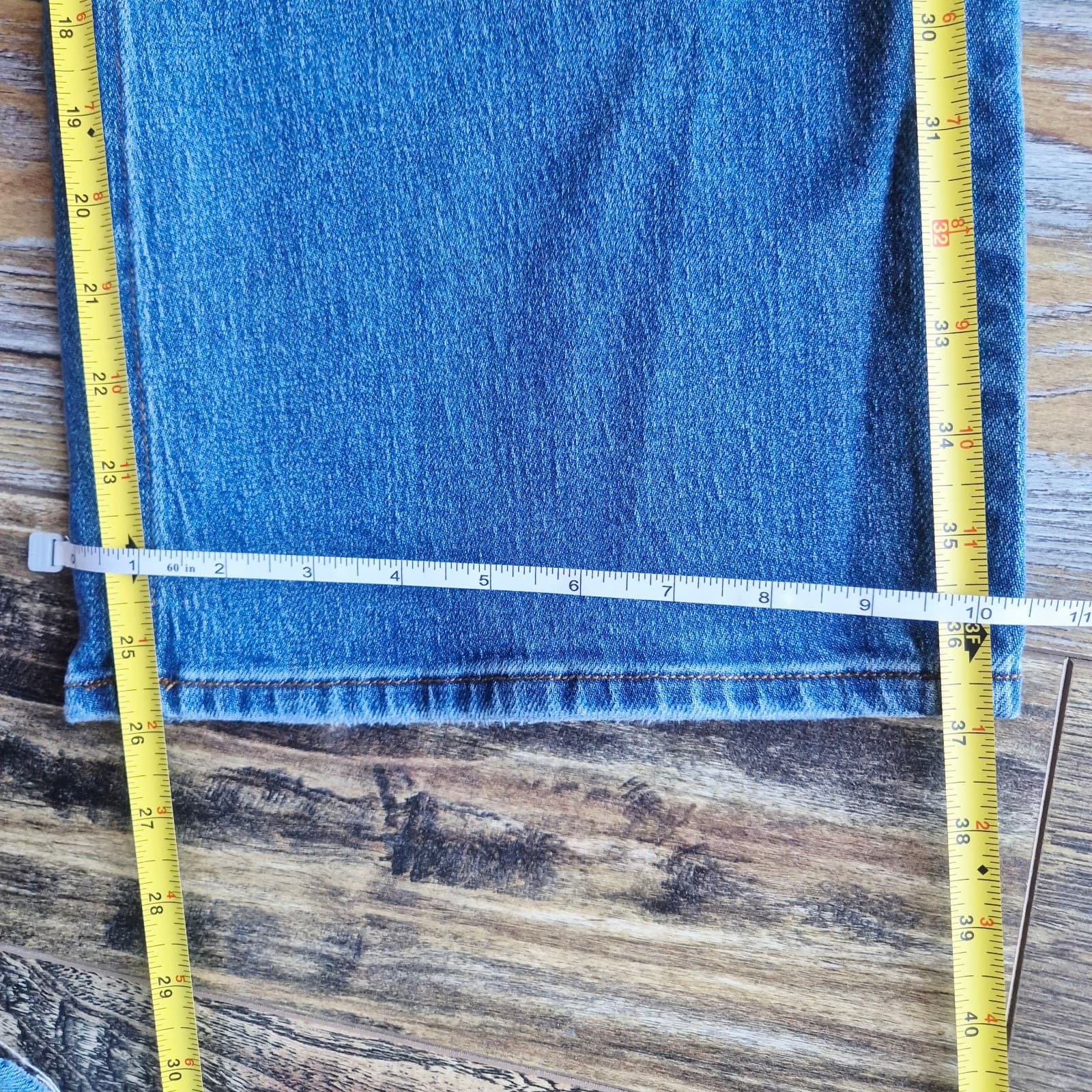 NWT Quince Bella Stretch Relaxed Straight Wide Leg Jeans Organic Cotton Blue 31 - Thumbnail 12